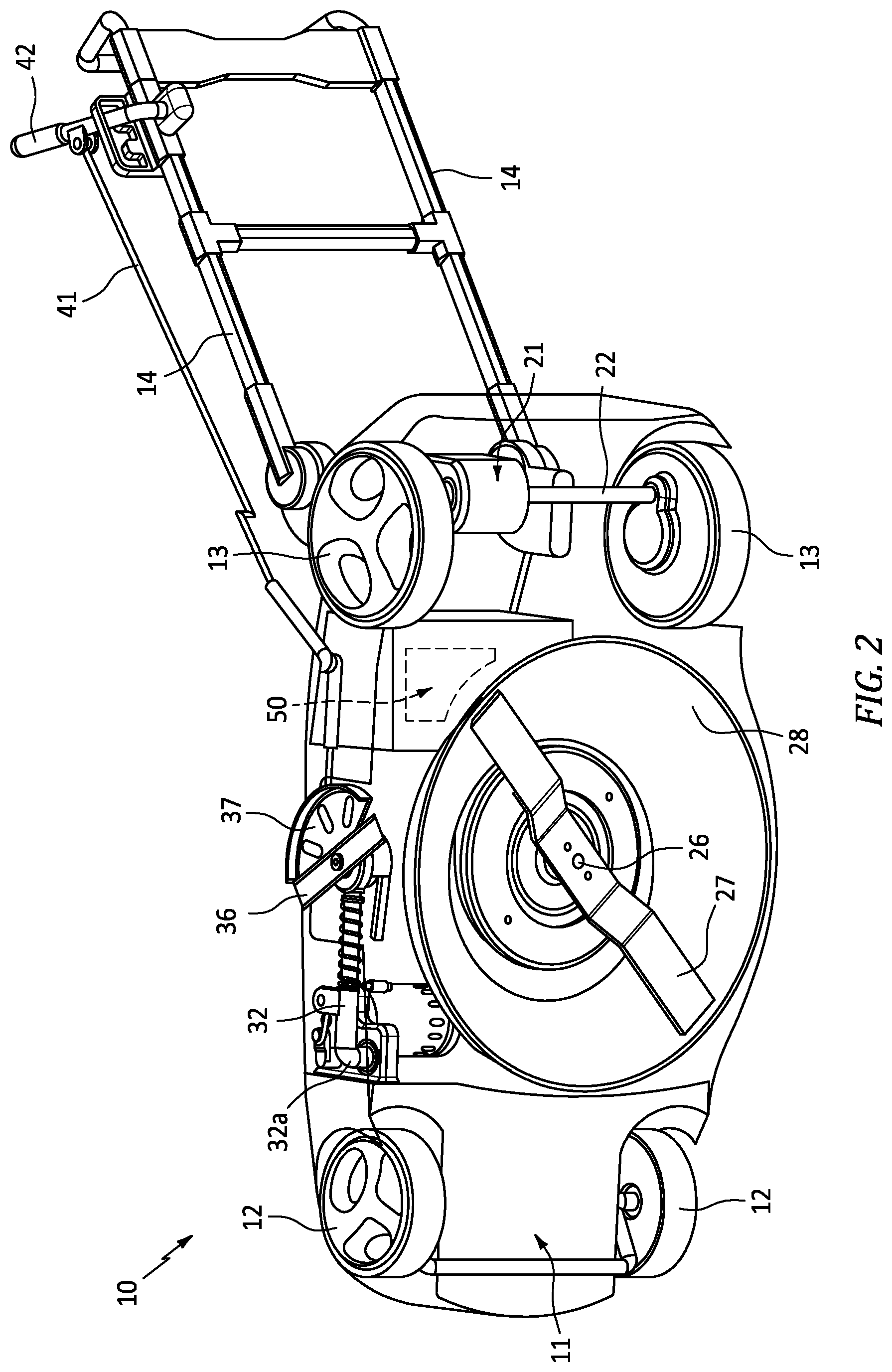 Patent US12457936 Figure 2 – Combination mower and edging device