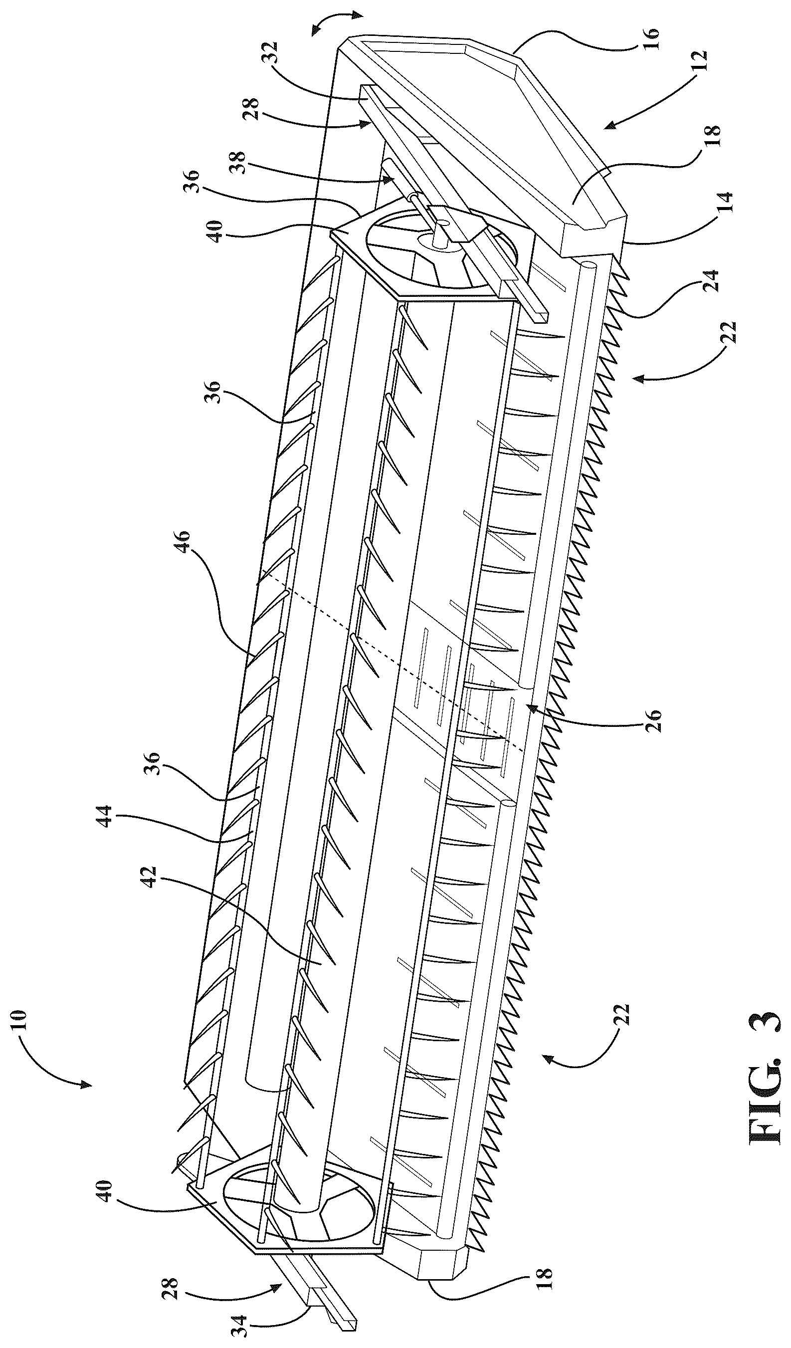 Patent US12457937 Figure 3 – Crop harvesting header with variable diameter reel
