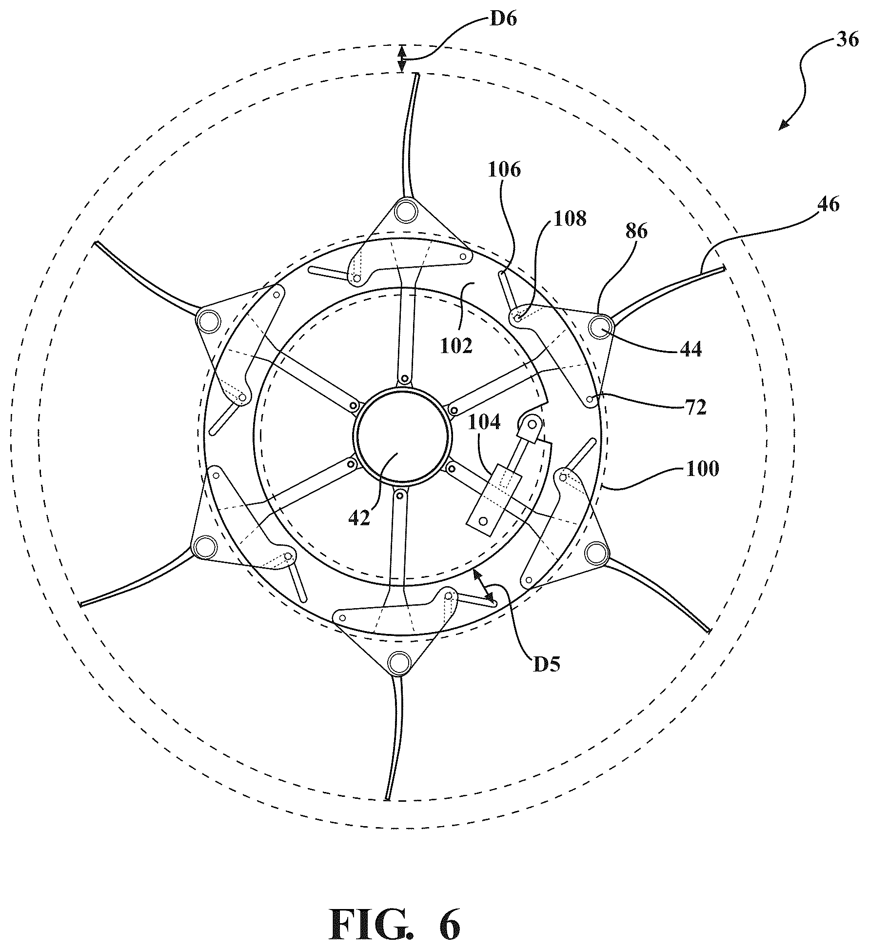 Patent US12457937 Figure 6 – Crop harvesting header with variable diameter reel