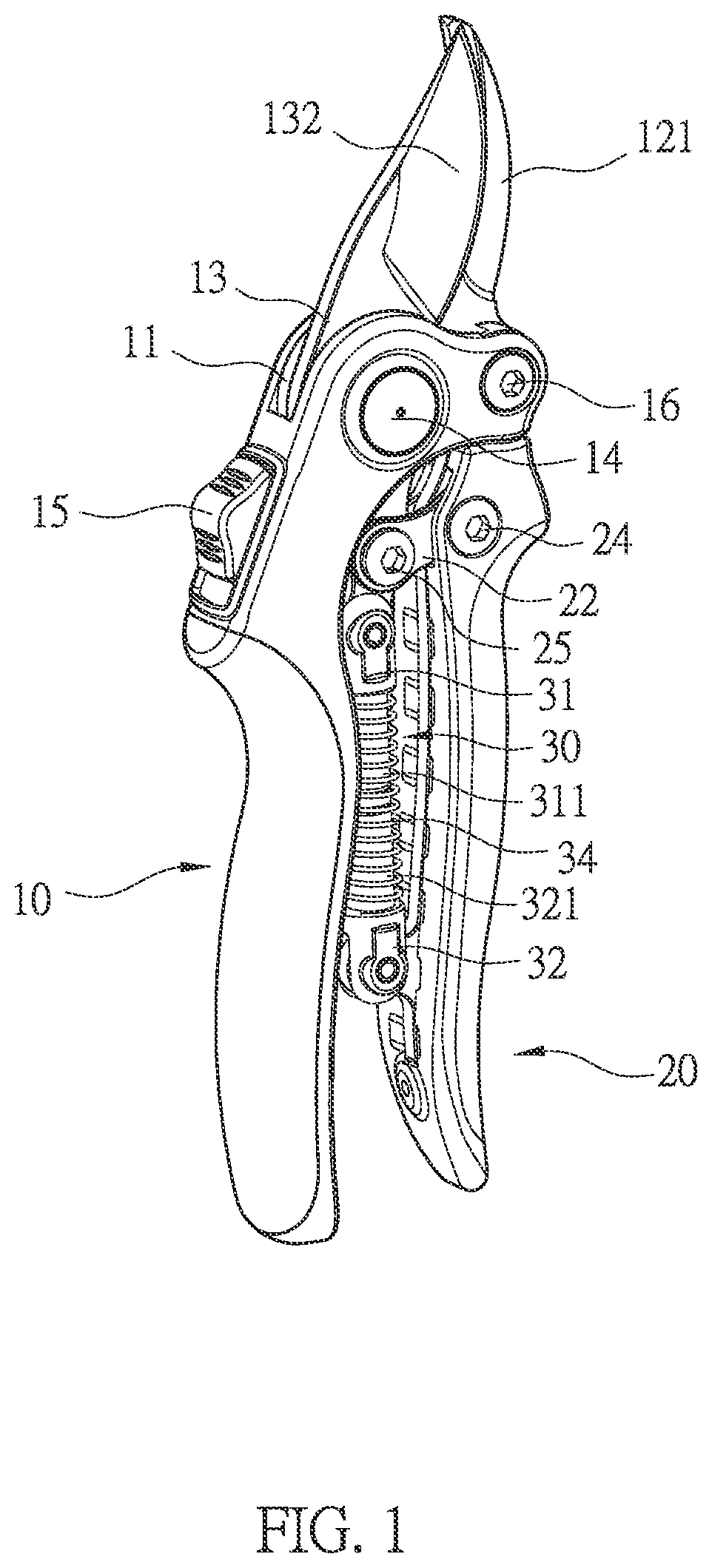 Patent US12457943 Figure 1 – Garden shears structure