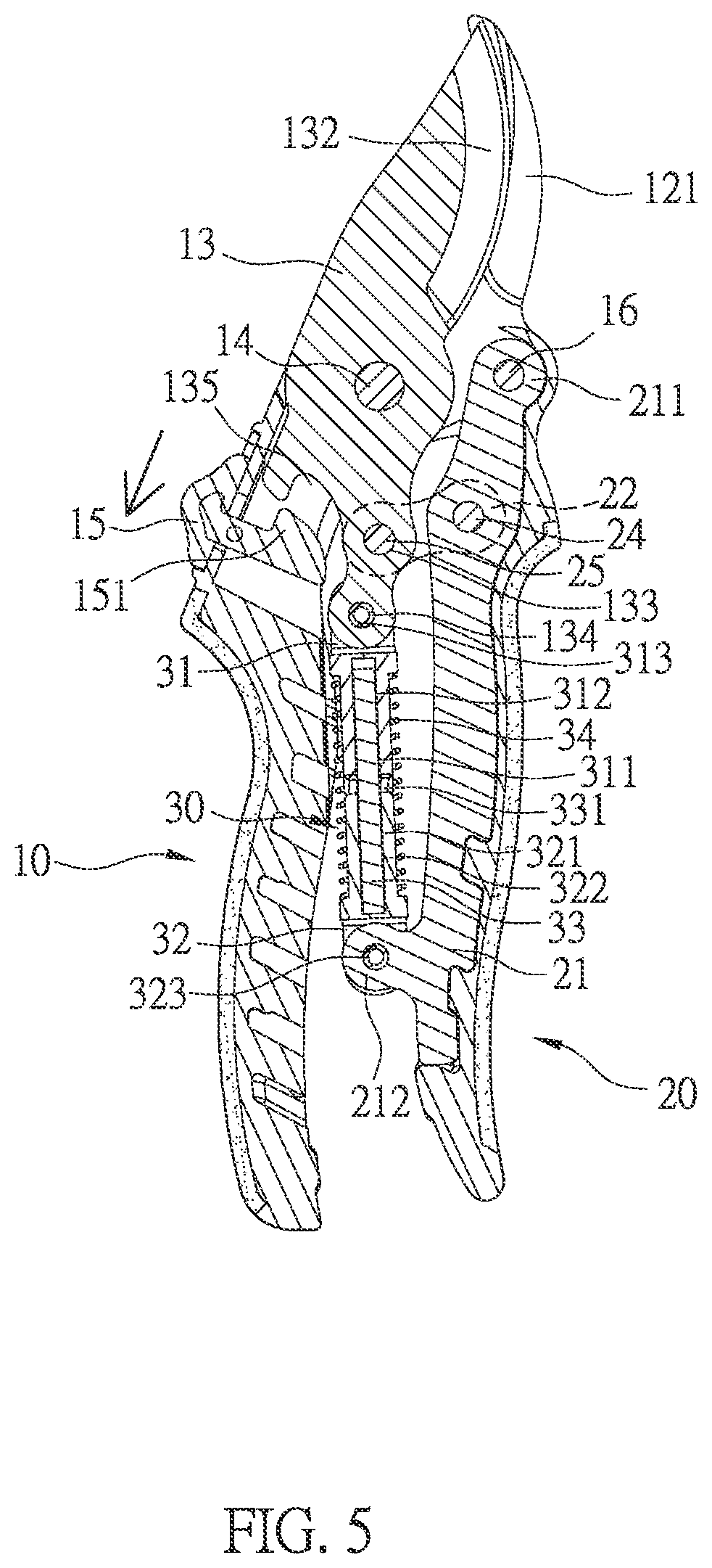 Patent US12457943 Figure 5 – Garden shears structure