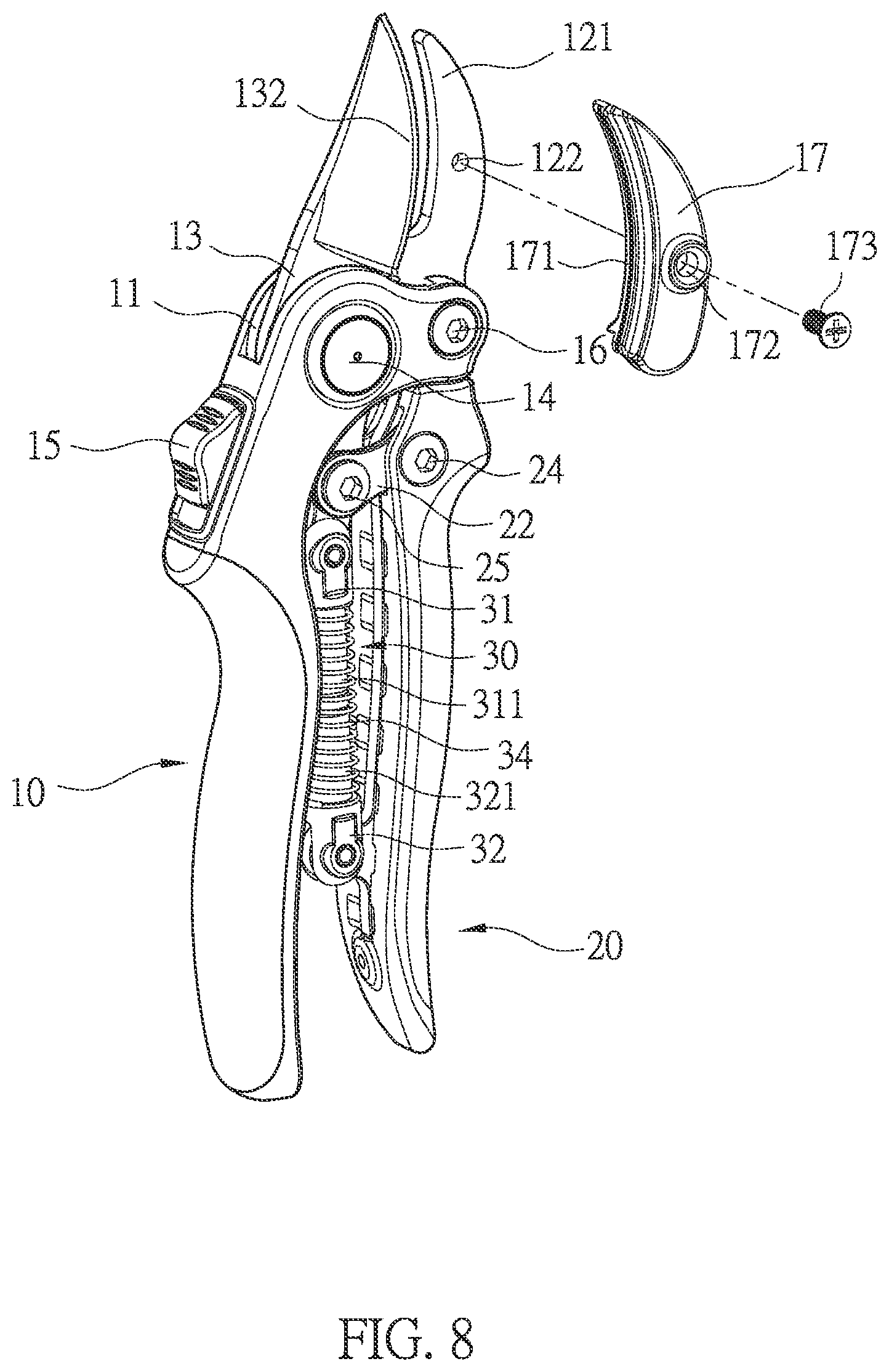 Patent US12457943 Figure 8 – Garden shears structure