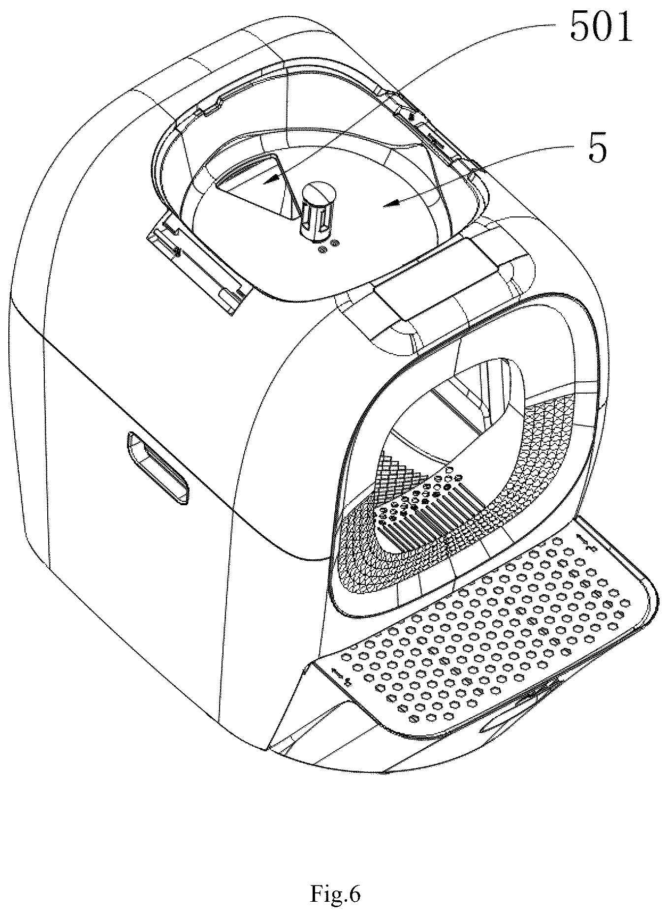 Patent US12457990 Figure 6 – Device for cleaning pet feces automatically and intelligently