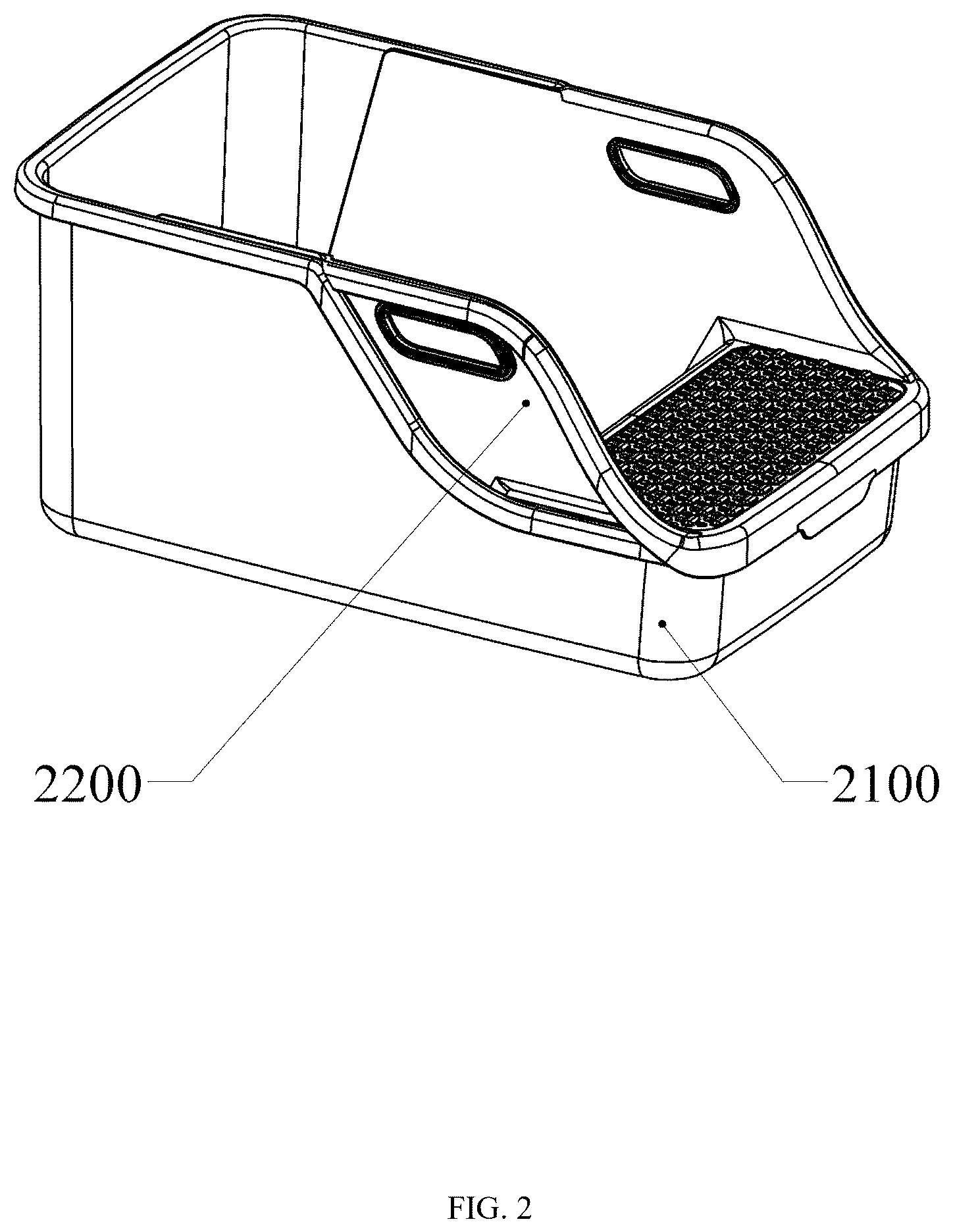 Patent US12457991 Figure 2 – Cat litter basin convenient for cleaning
