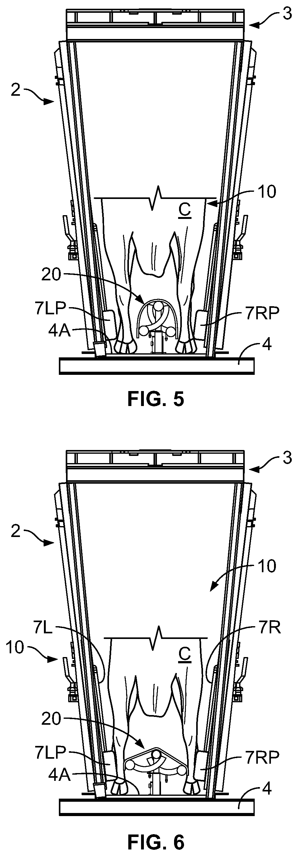 Patent US12457994 Figure 5 – Apparatus for restraining the lower legs and feet of a livestock animal