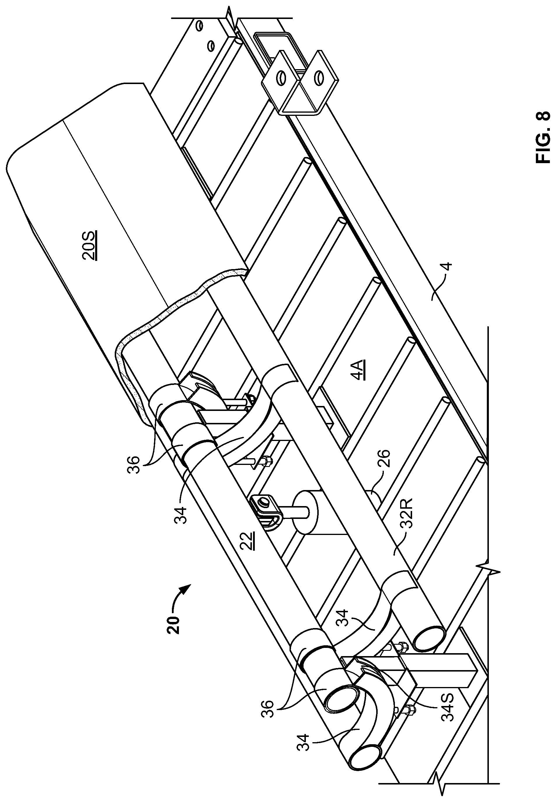 Patent US12457994 Figure 7 – Apparatus for restraining the lower legs and feet of a livestock animal