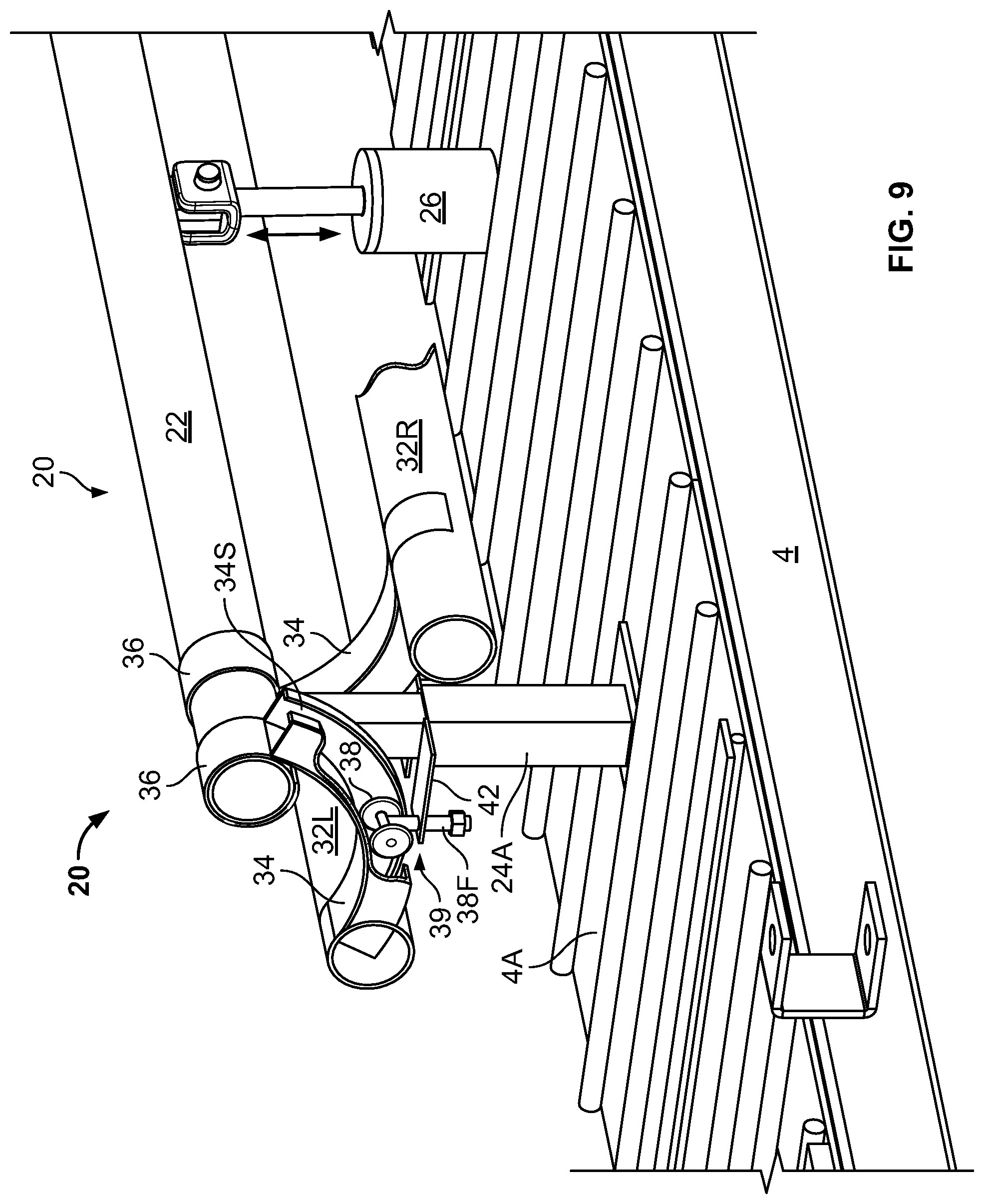 Patent US12457994 Figure 8 – Apparatus for restraining the lower legs and feet of a livestock animal