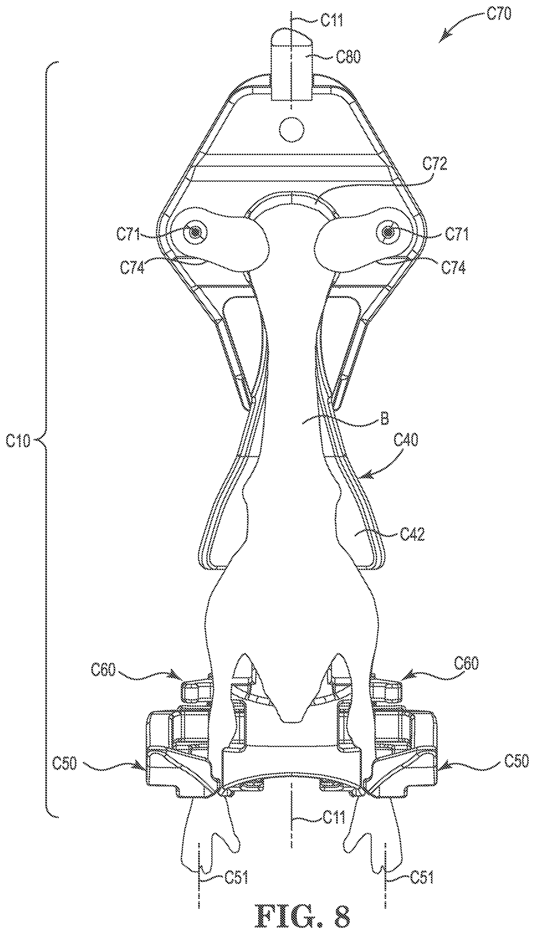Patent US12457999 Figure 8 – Poultry cradle unloading systems and methods