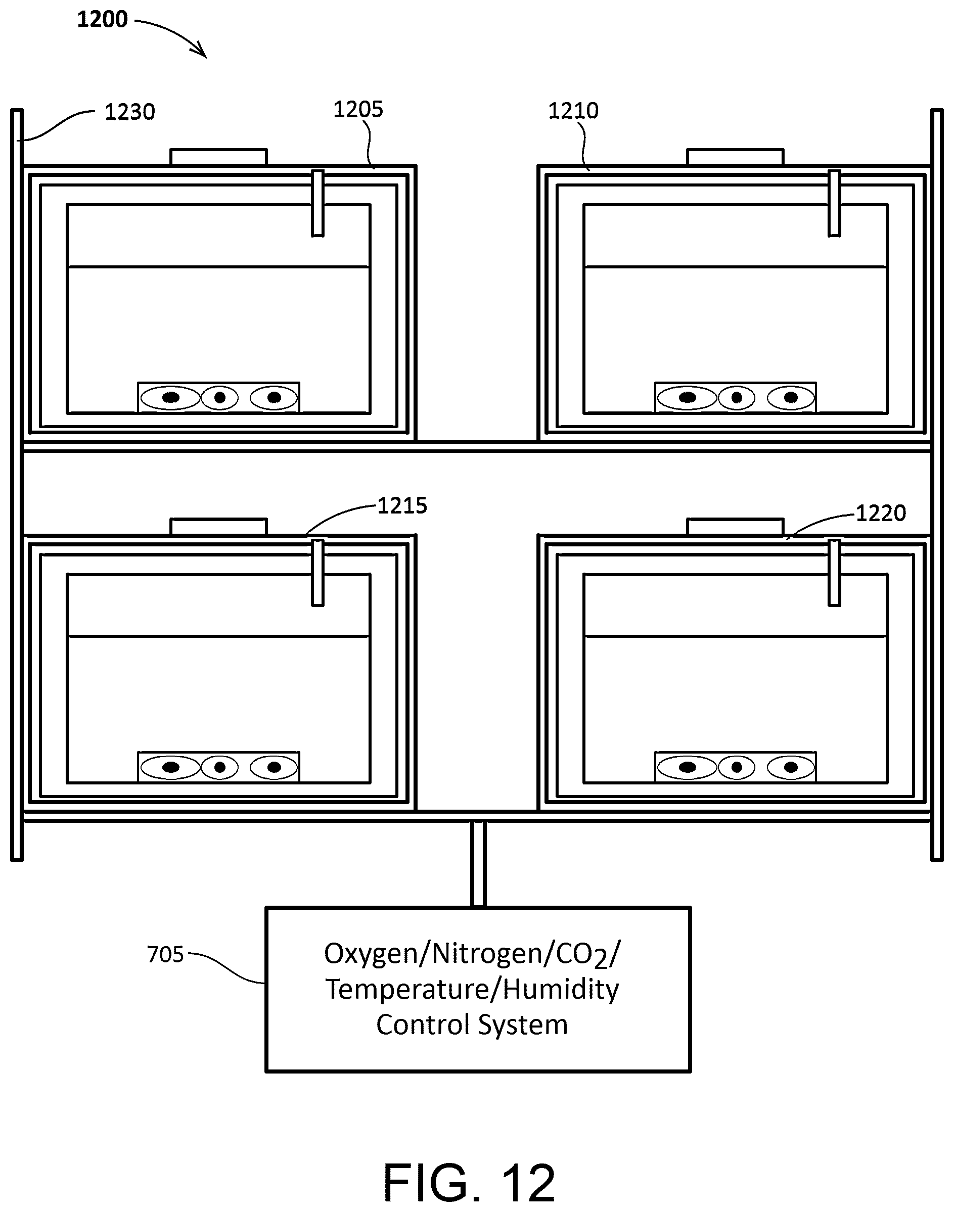 Patent US12460166 Figure 11 – Cell culture system with controlled gas transfer boundary conditions