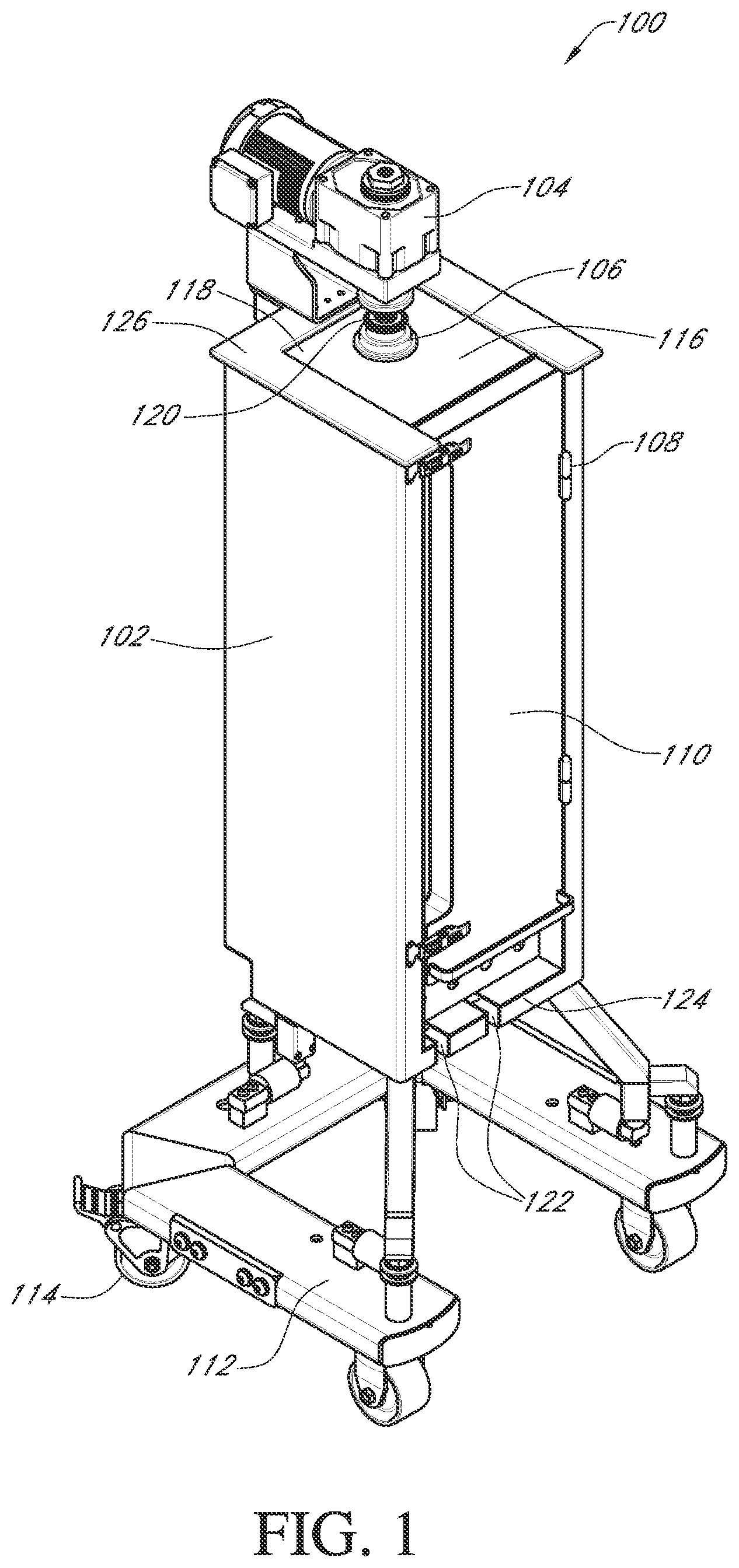 Patent US12460171 Figure 1 – Fluid mixing systems including helical mixing assembly with impeller attachment