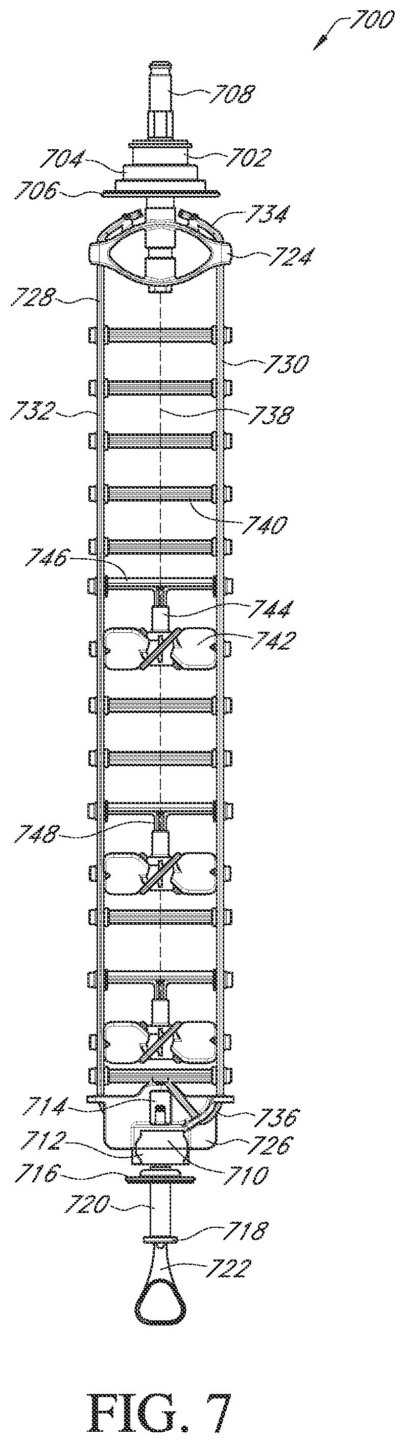 Patent US12460171 Figure 7 – Fluid mixing systems including helical mixing assembly with impeller attachment
