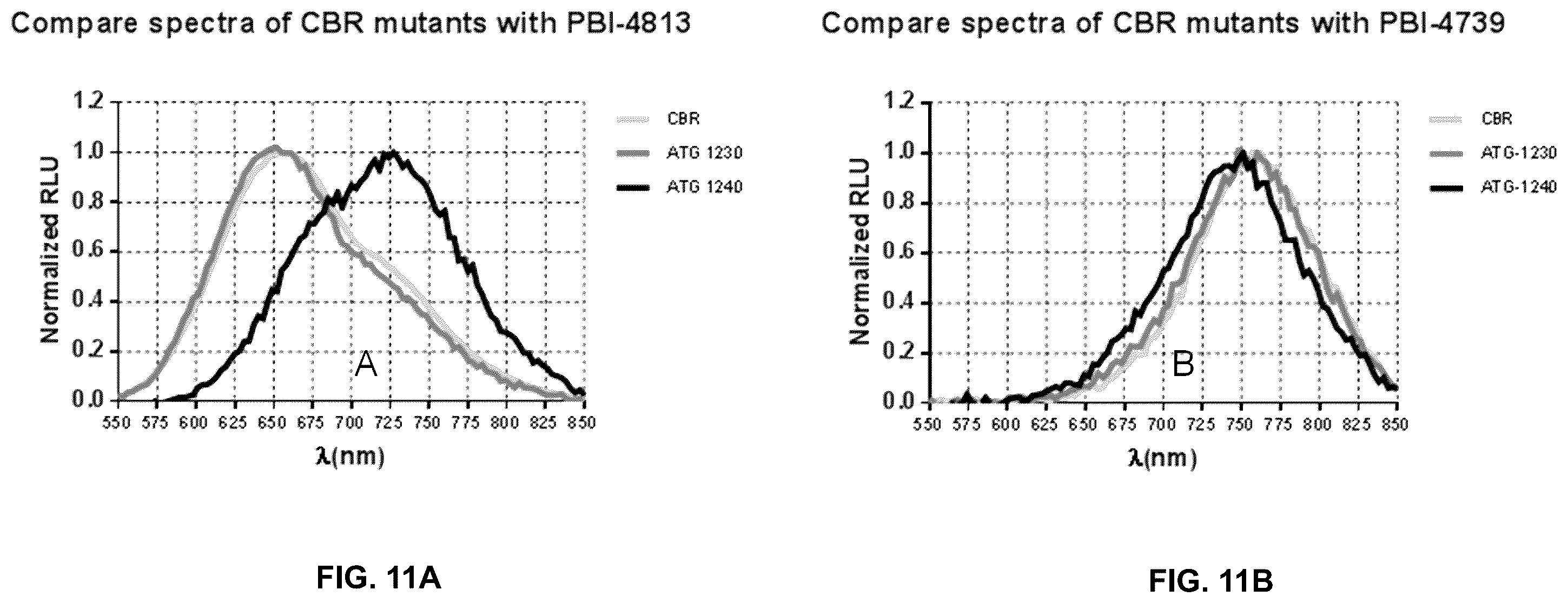 Patent US12460245 Figure 11 – Luciferase sequences utilizing infrared-emitting substrates to produce enhanced luminescence