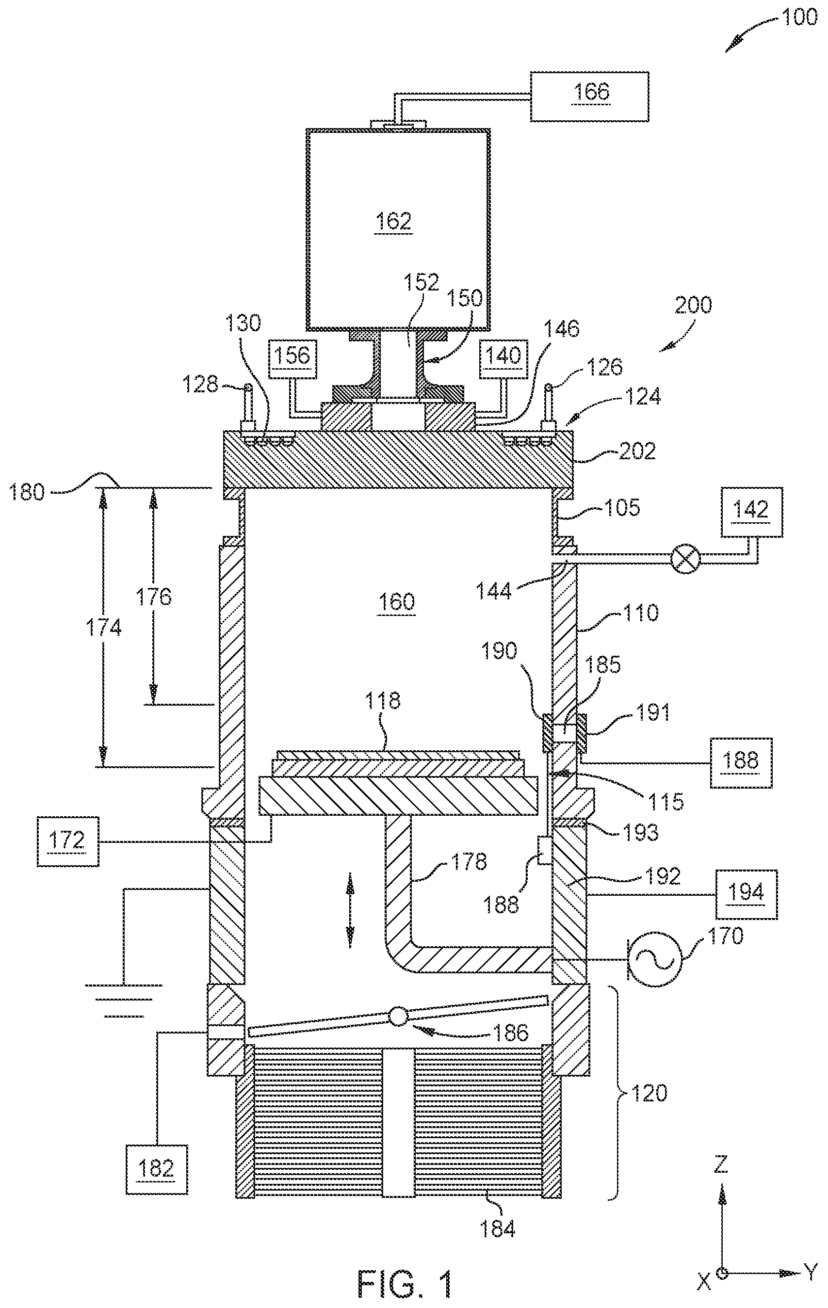 Patent US12460298 Figure 1 – Showerhead design to control stray deposition