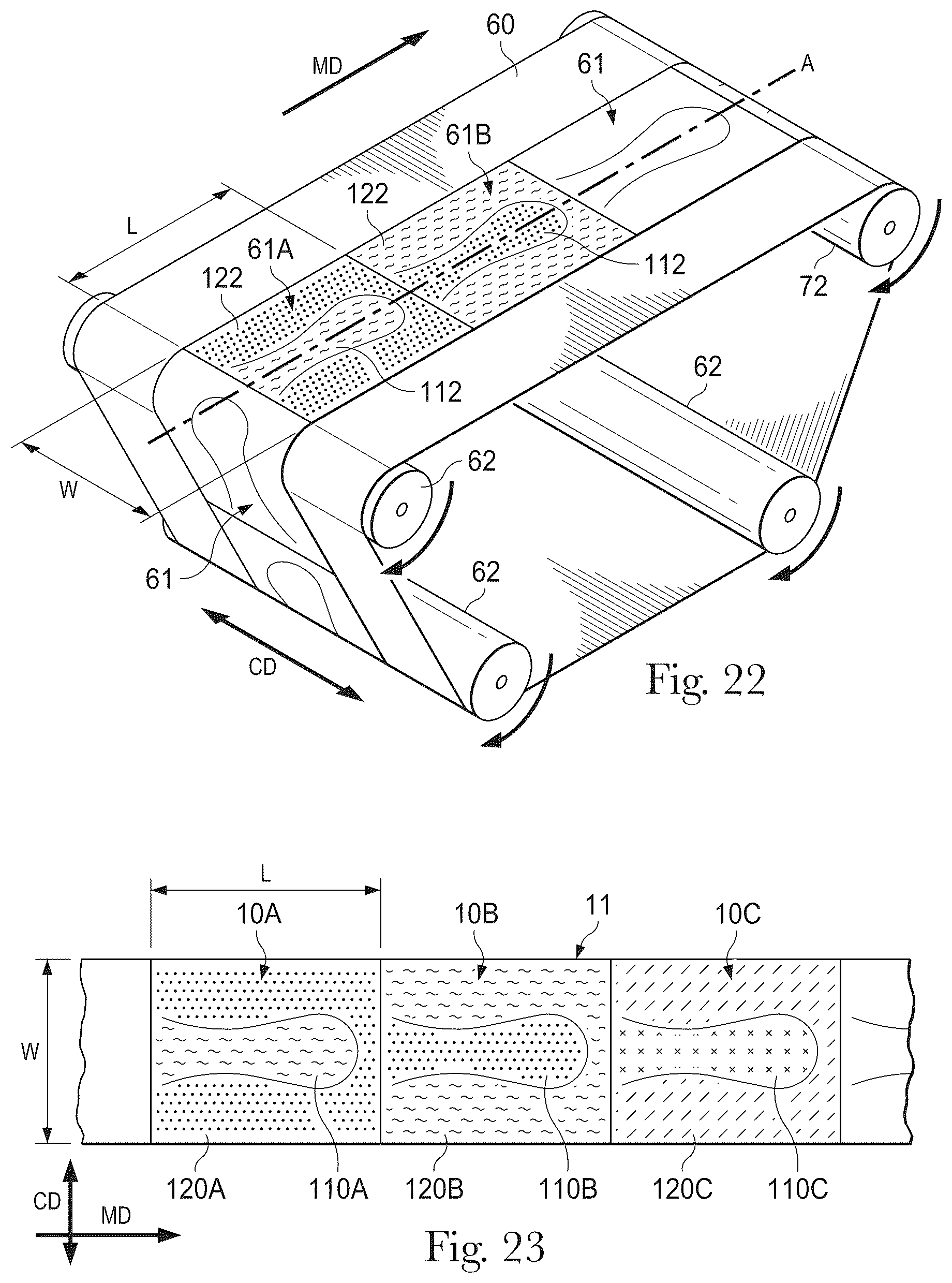 Patent US12460321 Figure 15 – Shaped nonwoven