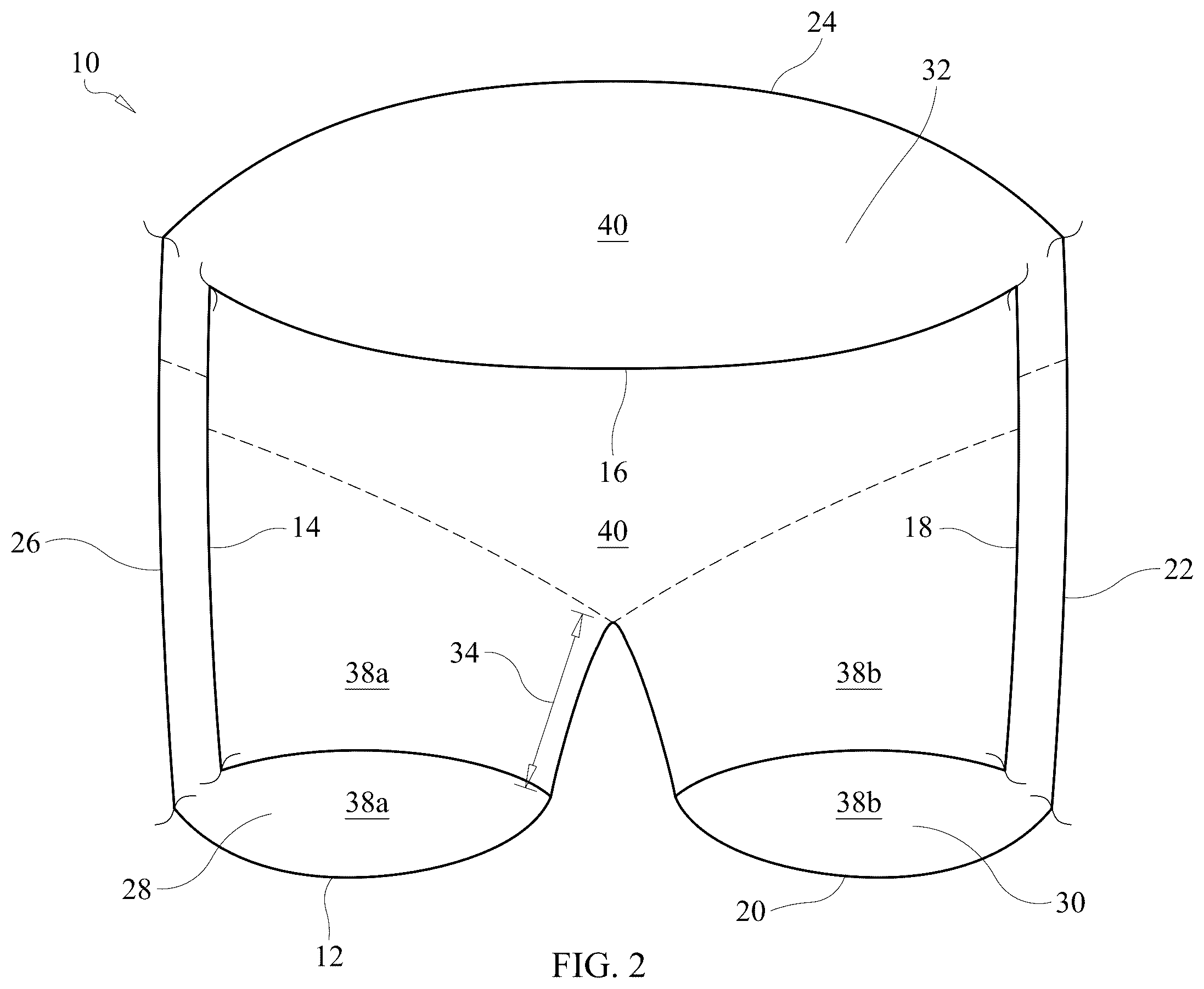 Patent US12460326 Figure 2 – One-piece knitted article for lower portion of human body and methods for knitting same