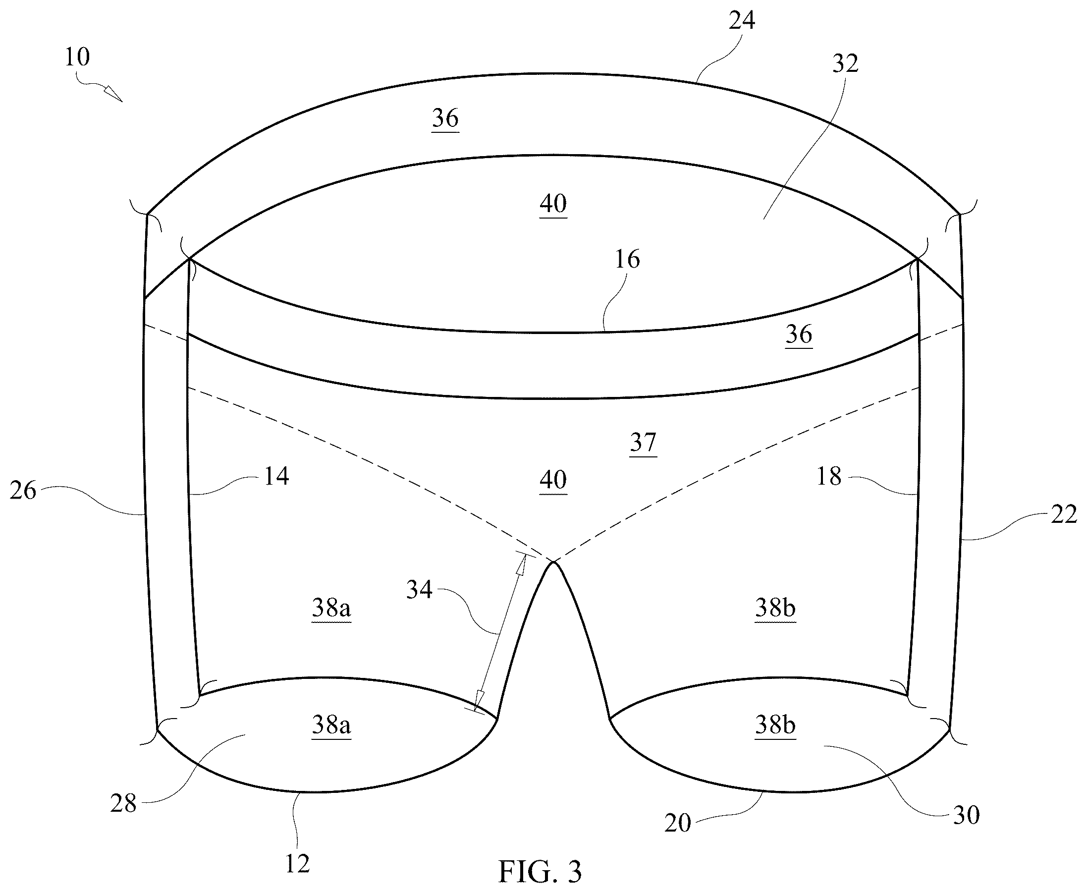 Patent US12460326 Figure 3 – One-piece knitted article for lower portion of human body and methods for knitting same