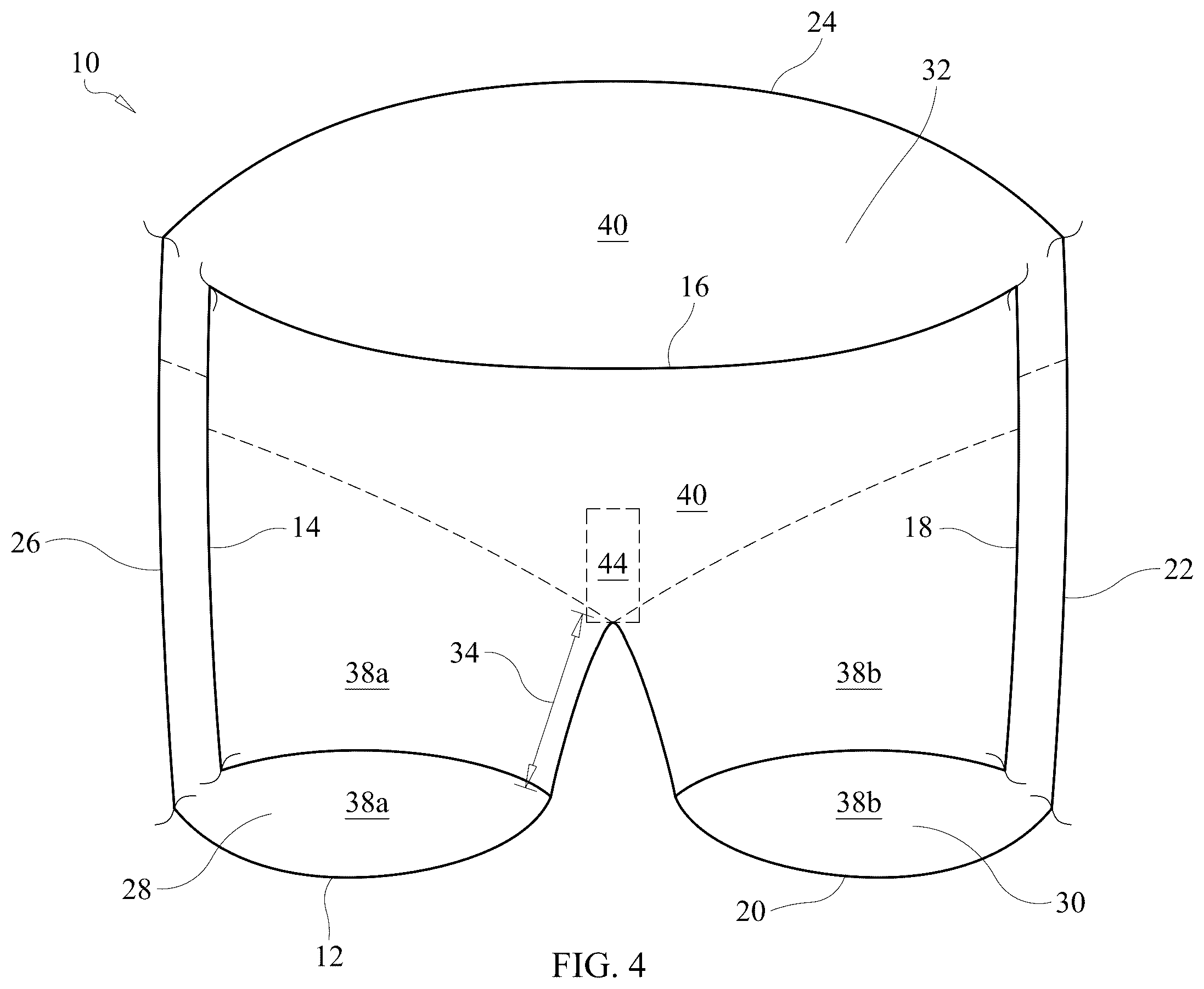 Patent US12460326 Figure 4 – One-piece knitted article for lower portion of human body and methods for knitting same