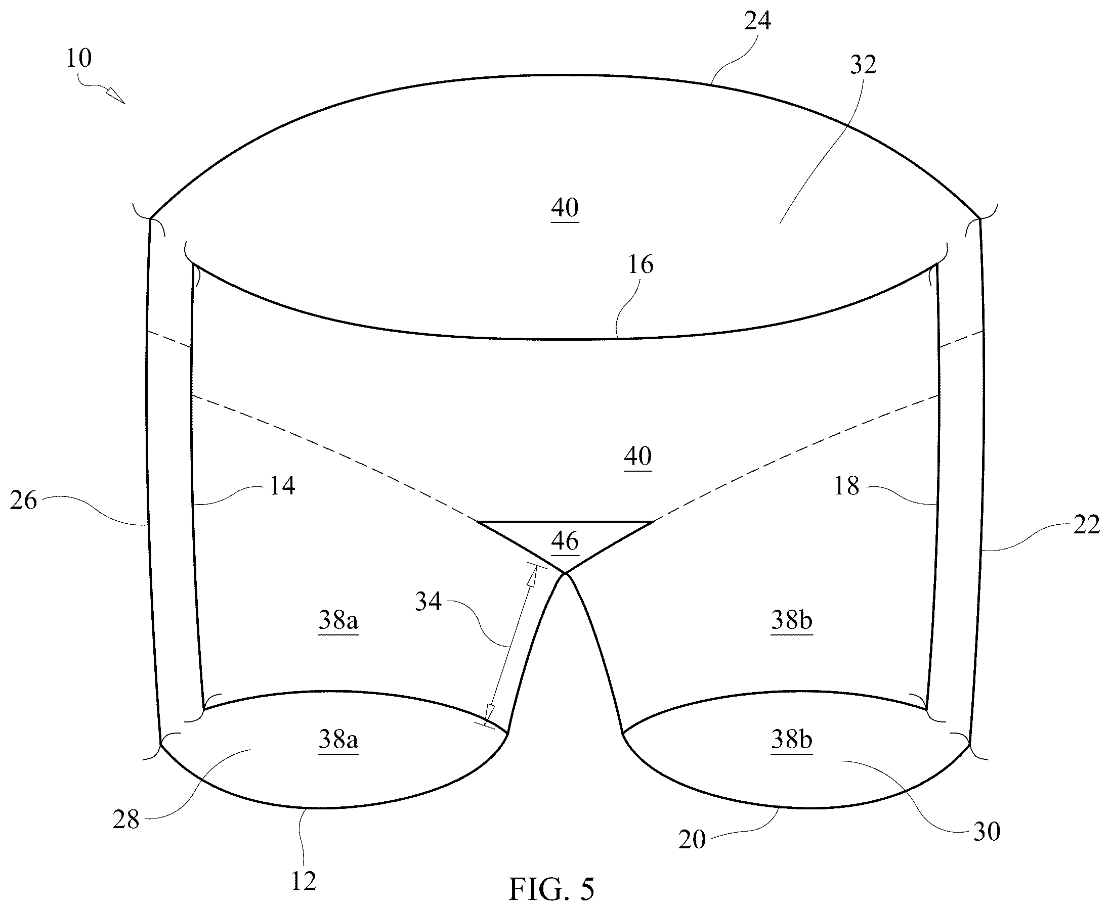 Patent US12460326 Figure 5 – One-piece knitted article for lower portion of human body and methods for knitting same