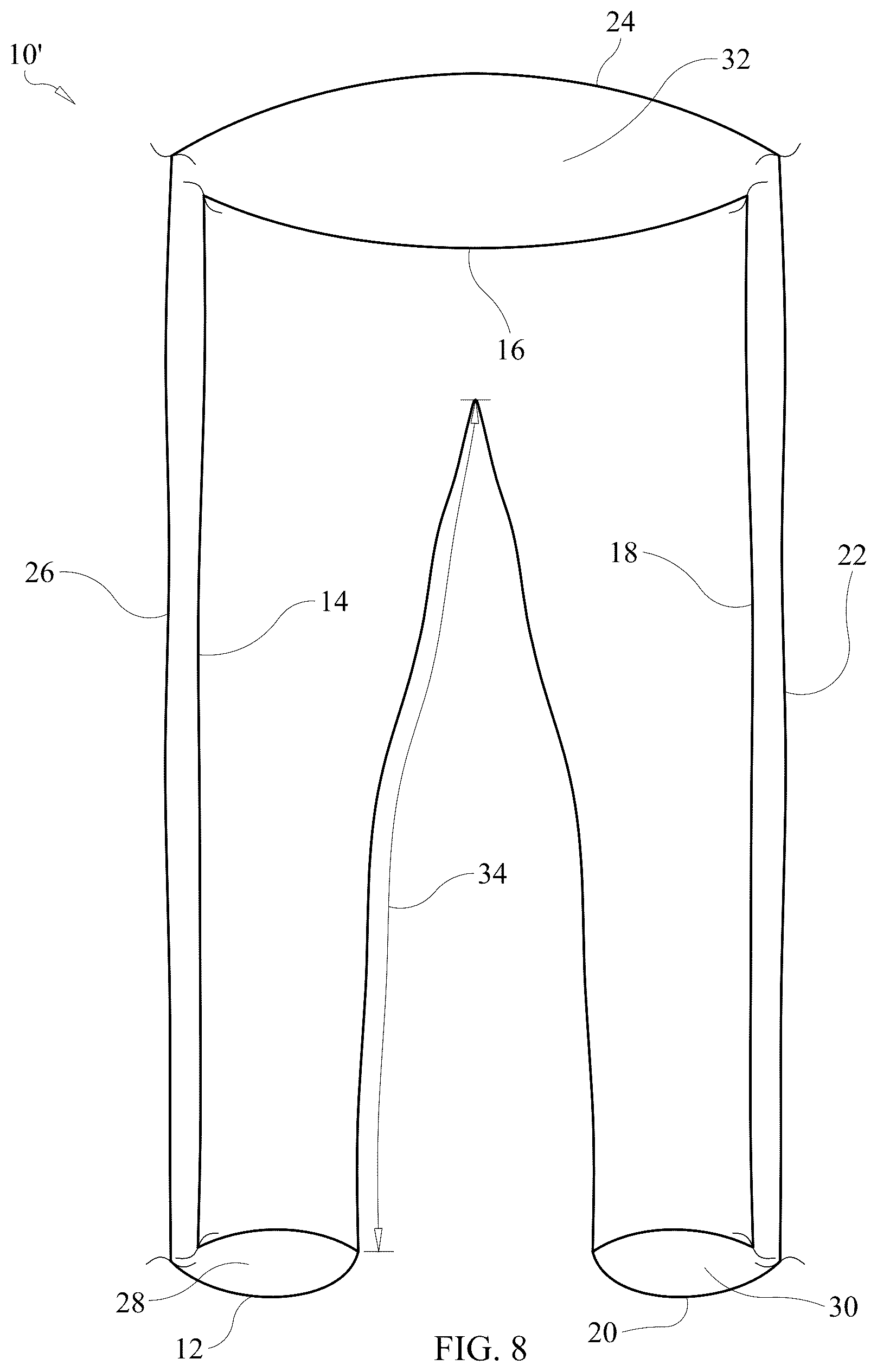 Patent US12460326 Figure 8 – One-piece knitted article for lower portion of human body and methods for knitting same
