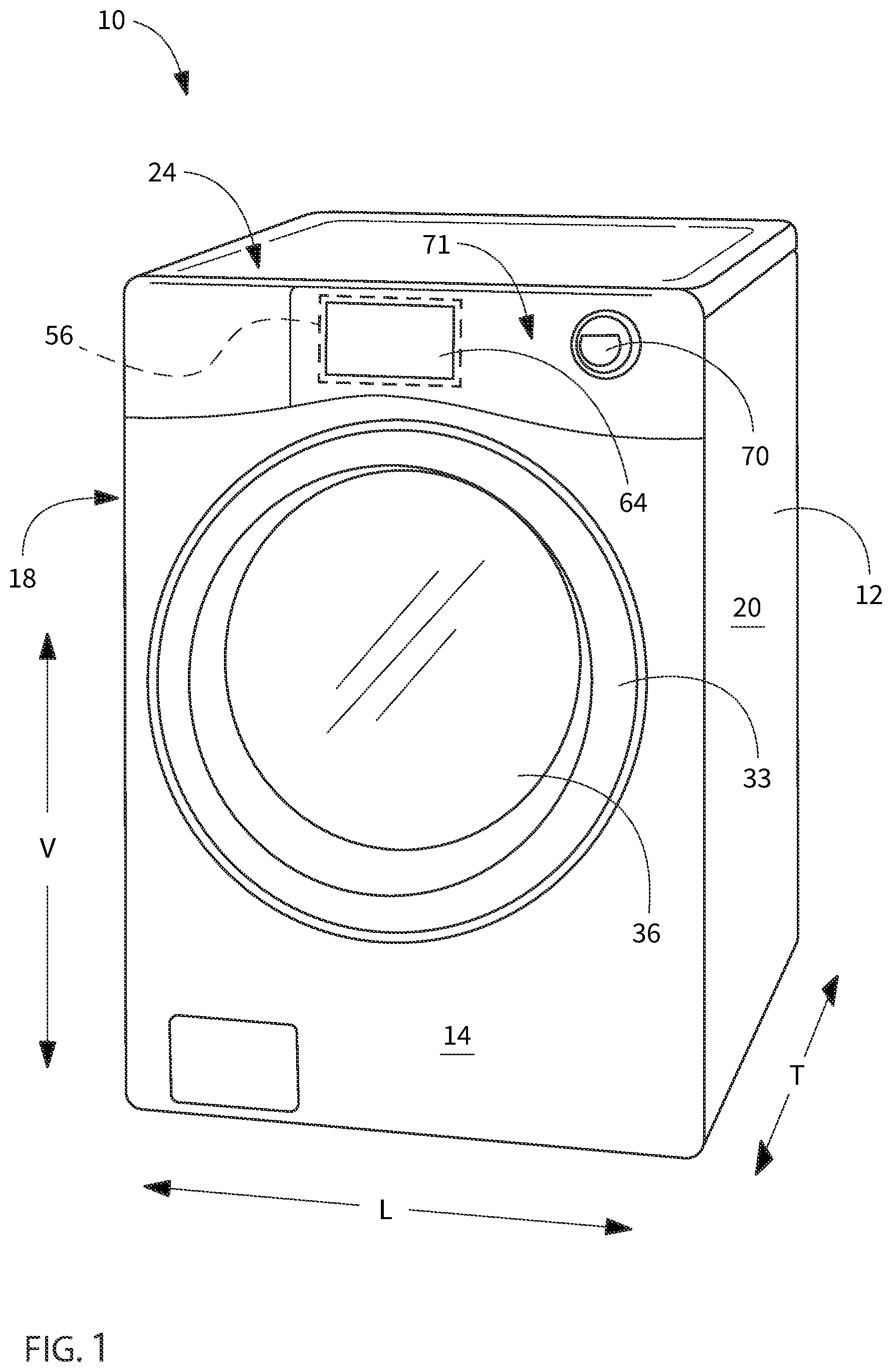 Patent US12460343 Figure 1 – Laundry appliance filter assembly retention latch