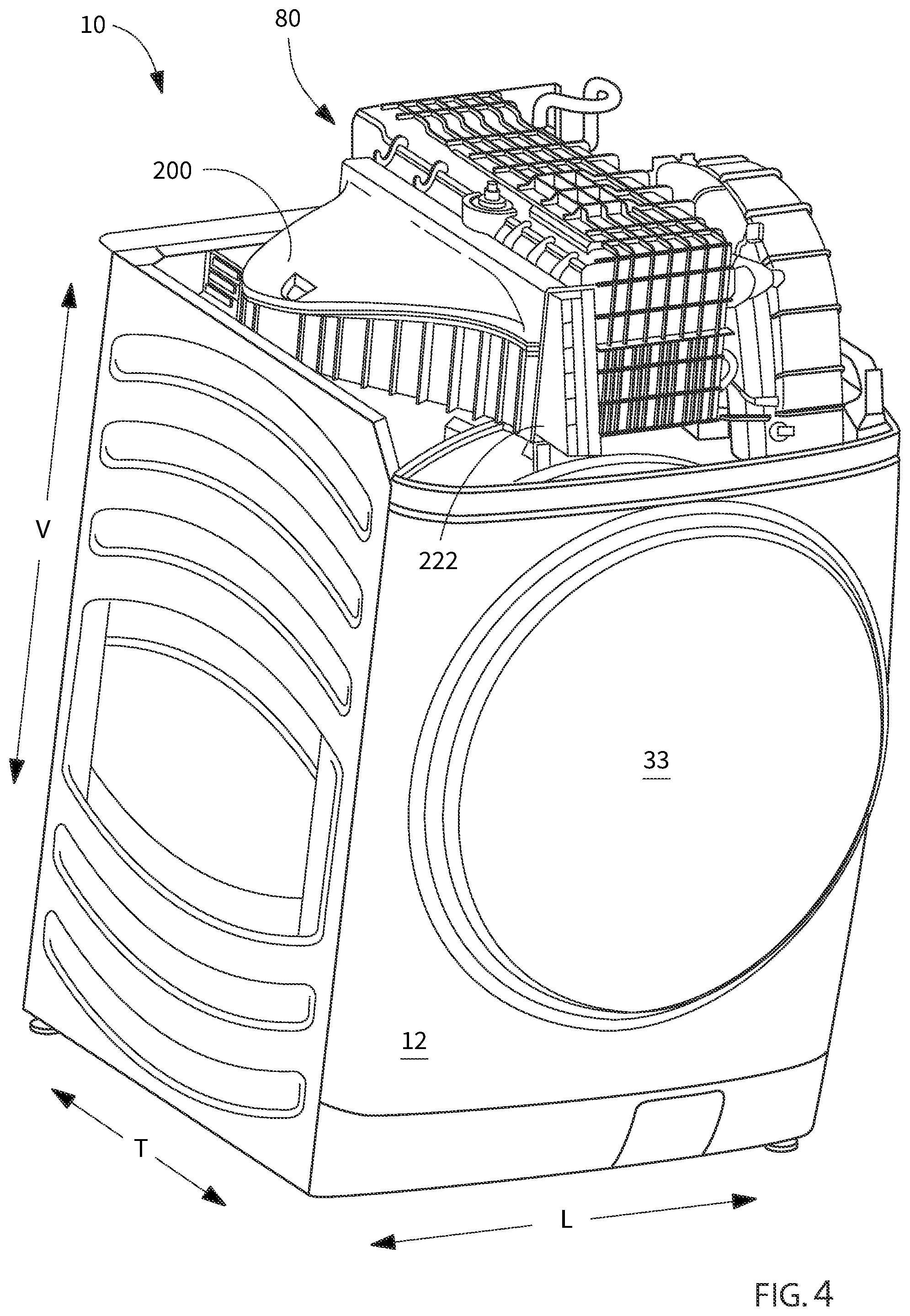 Patent US12460343 Figure 4 – Laundry appliance filter assembly retention latch