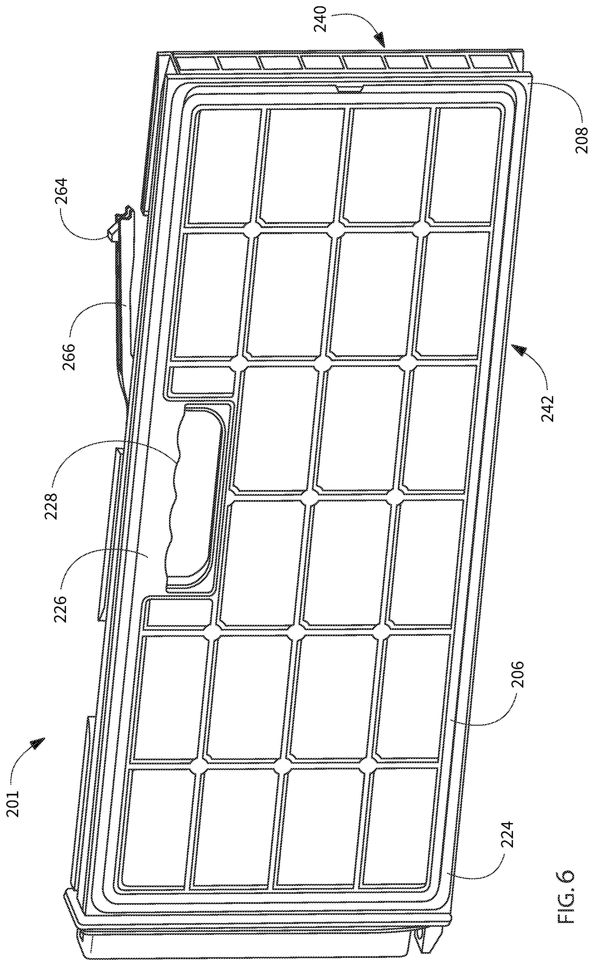 Patent US12460343 Figure 6 – Laundry appliance filter assembly retention latch