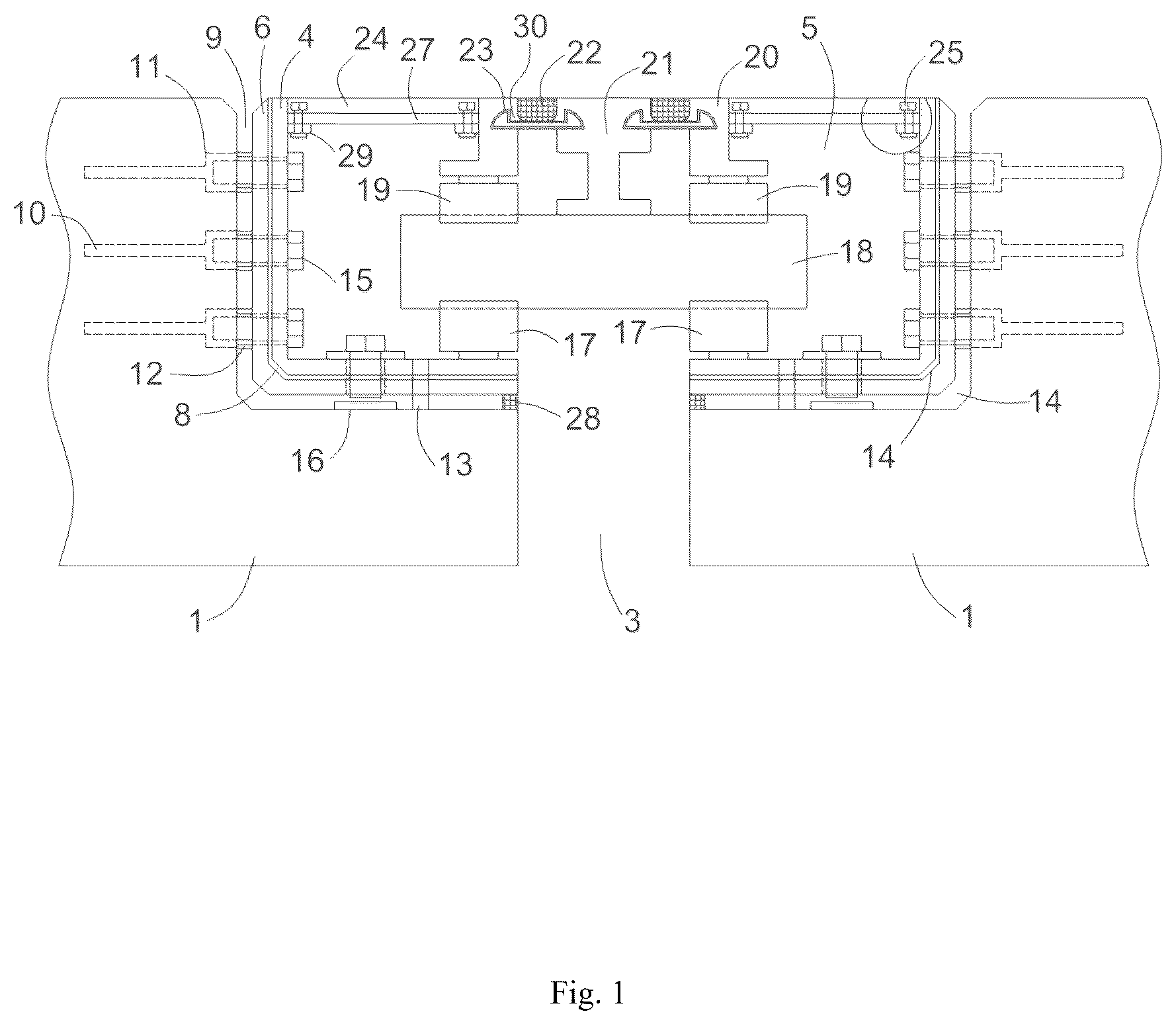 Patent US12460360 Figure 1 – Bridge expansion joint structure and construction method thereof