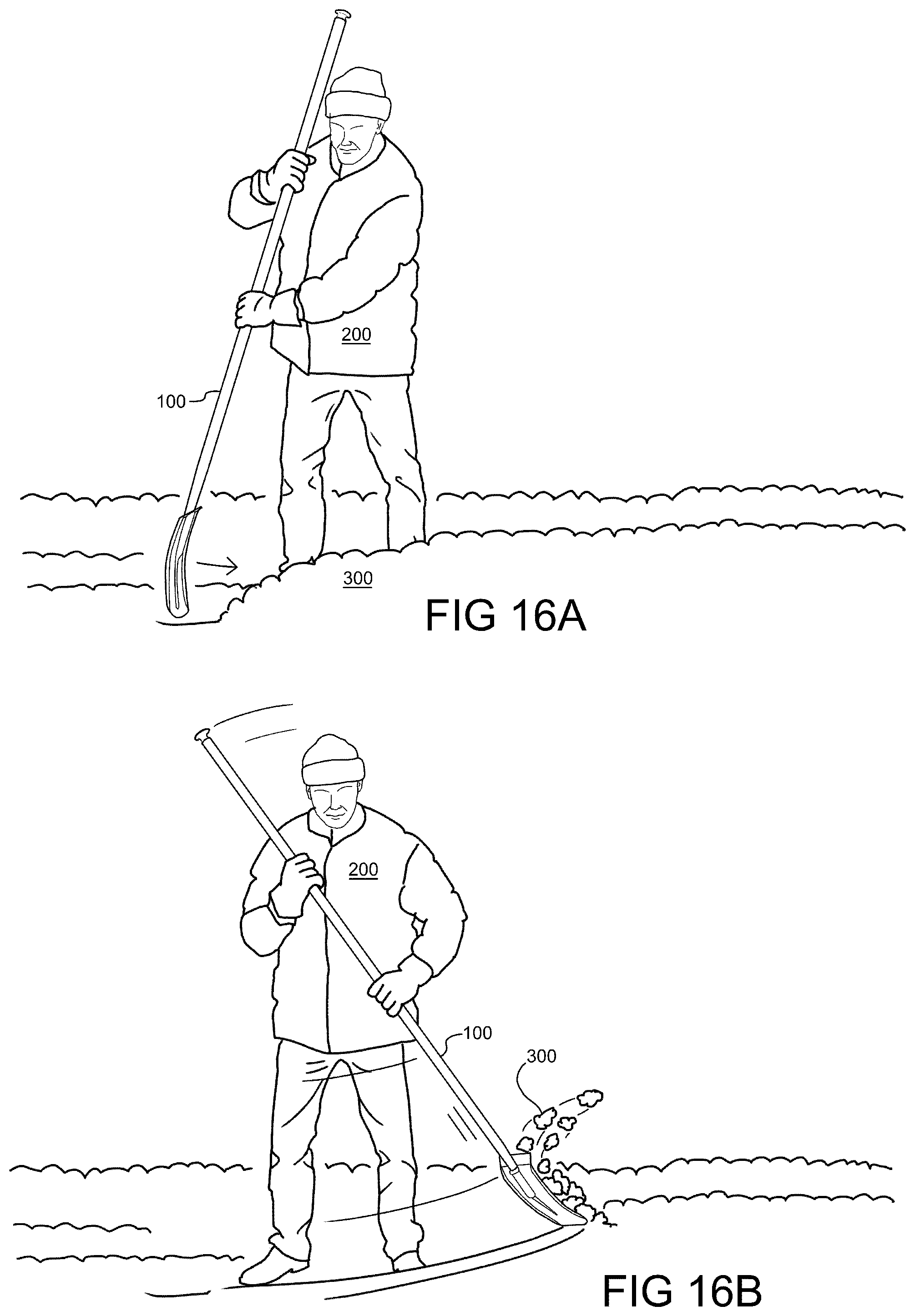 Patent US12460362 Figure 14 – Snow oar for manually clearing snow and ice