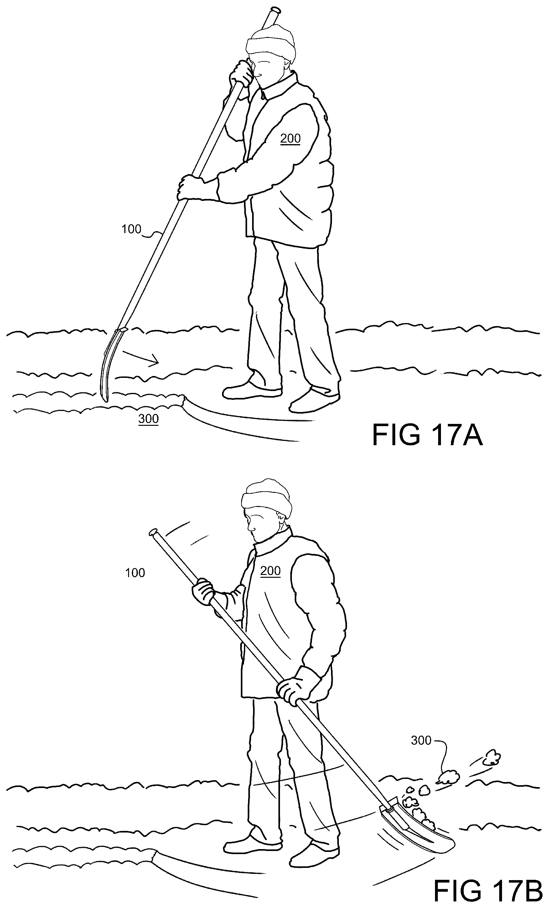 Patent US12460362 Figure 15 – Snow oar for manually clearing snow and ice