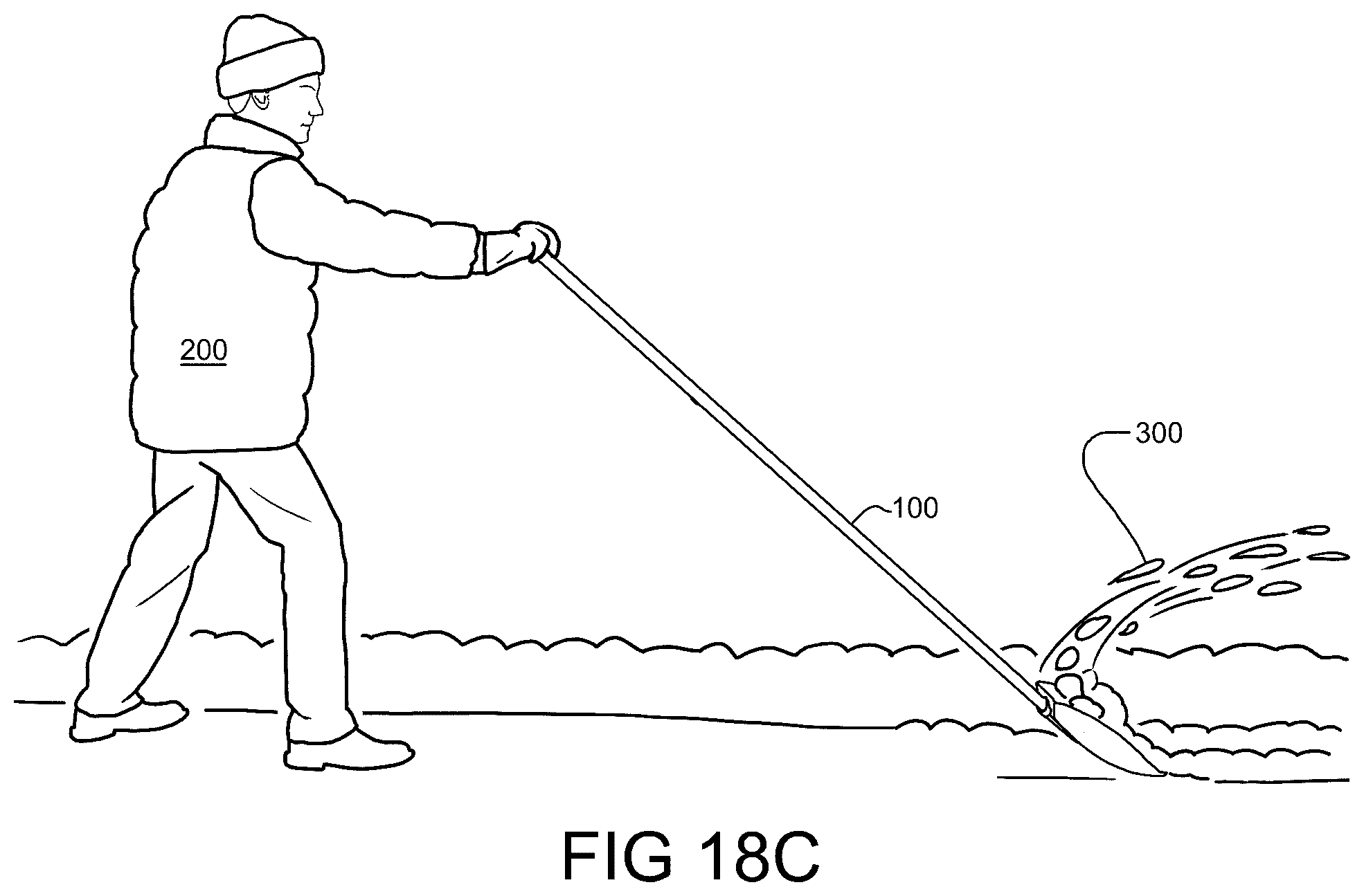 Patent US12460362 Figure 17 – Snow oar for manually clearing snow and ice