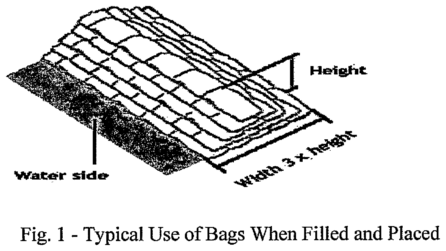 Patent US12460363 Figure 1 – Absorbent bags for barriers
