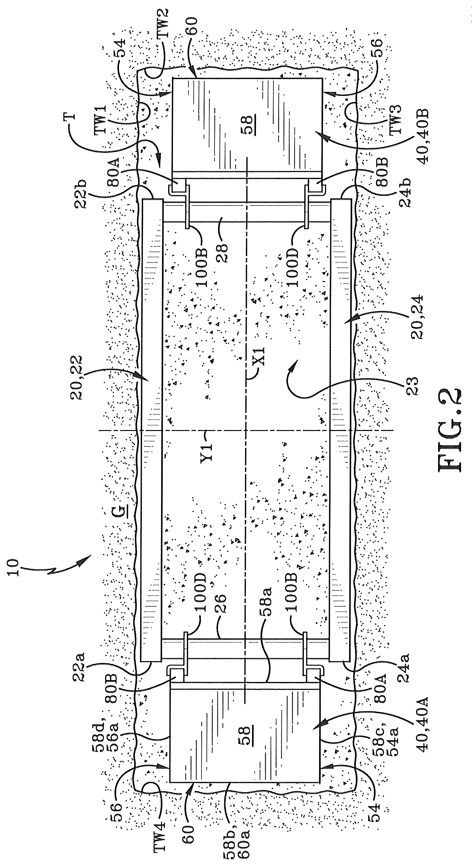 Patent US12460368 Figure 2 – End cap assembly for a trench box and method of utilization thereof