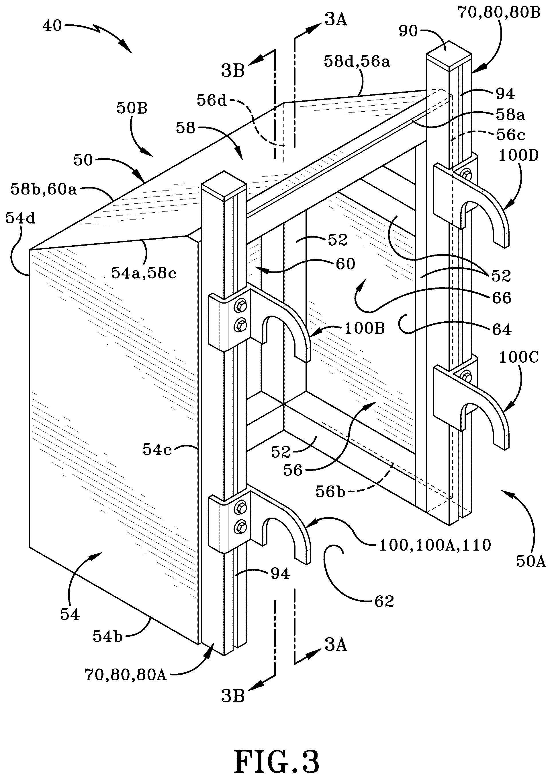 Patent US12460368 Figure 3 – End cap assembly for a trench box and method of utilization thereof