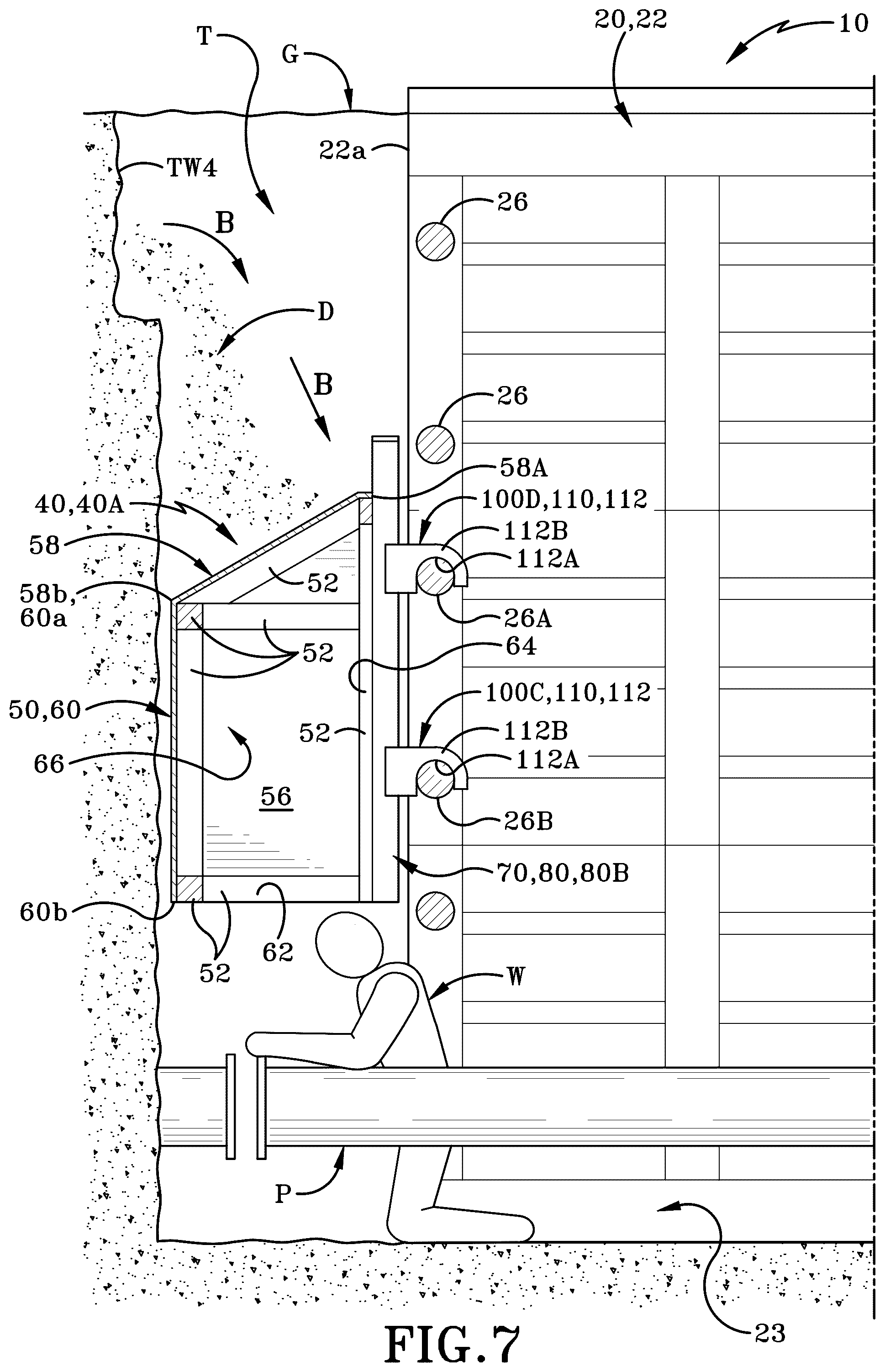 Patent US12460368 Figure 8 – End cap assembly for a trench box and method of utilization thereof