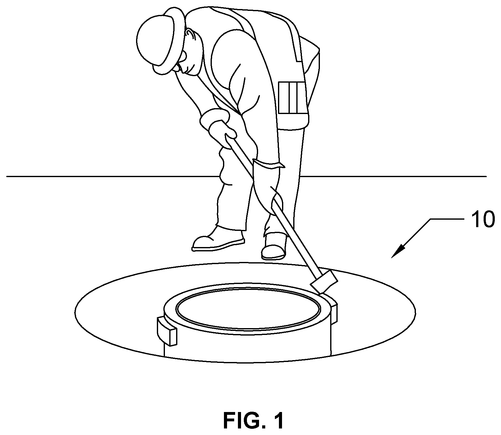Patent US12460369 Figure 1 – Height adjustable manhole cover