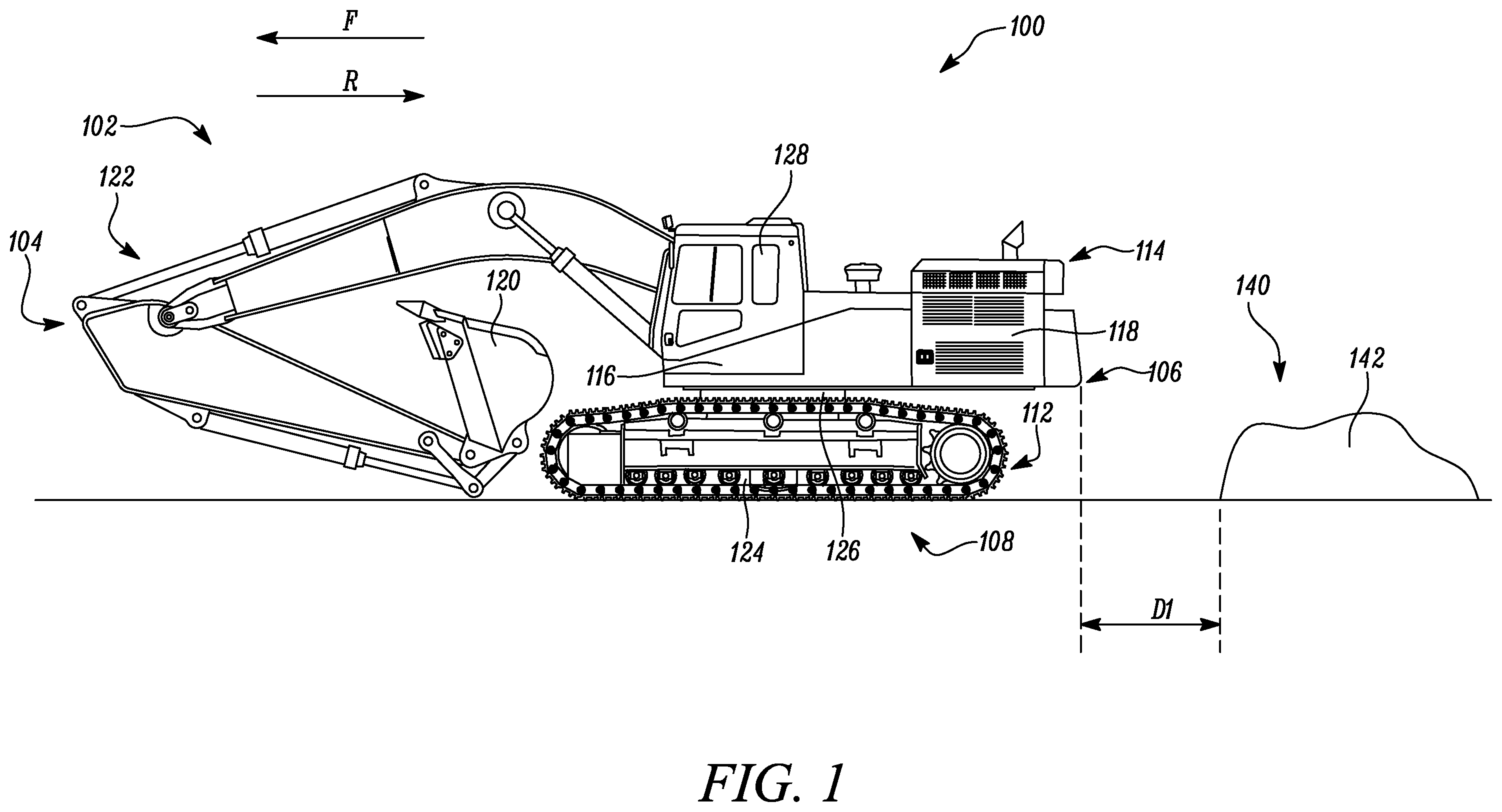 Patent US12460379 Figure 1 – Collision avoidance system and method for avoiding collision of work machine with obstacles