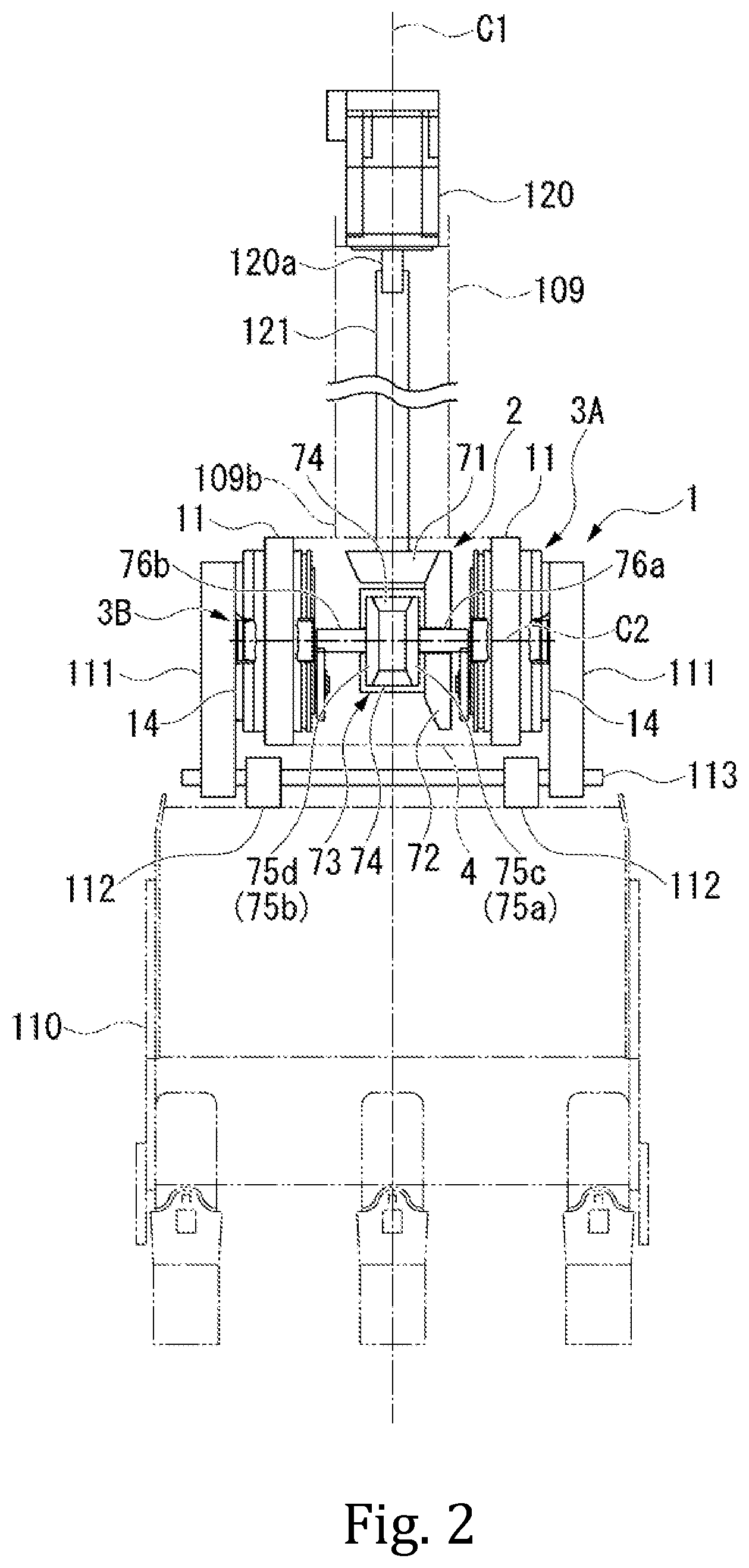 Patent US12460381 Figure 2 – Drive transmission device and construction machine