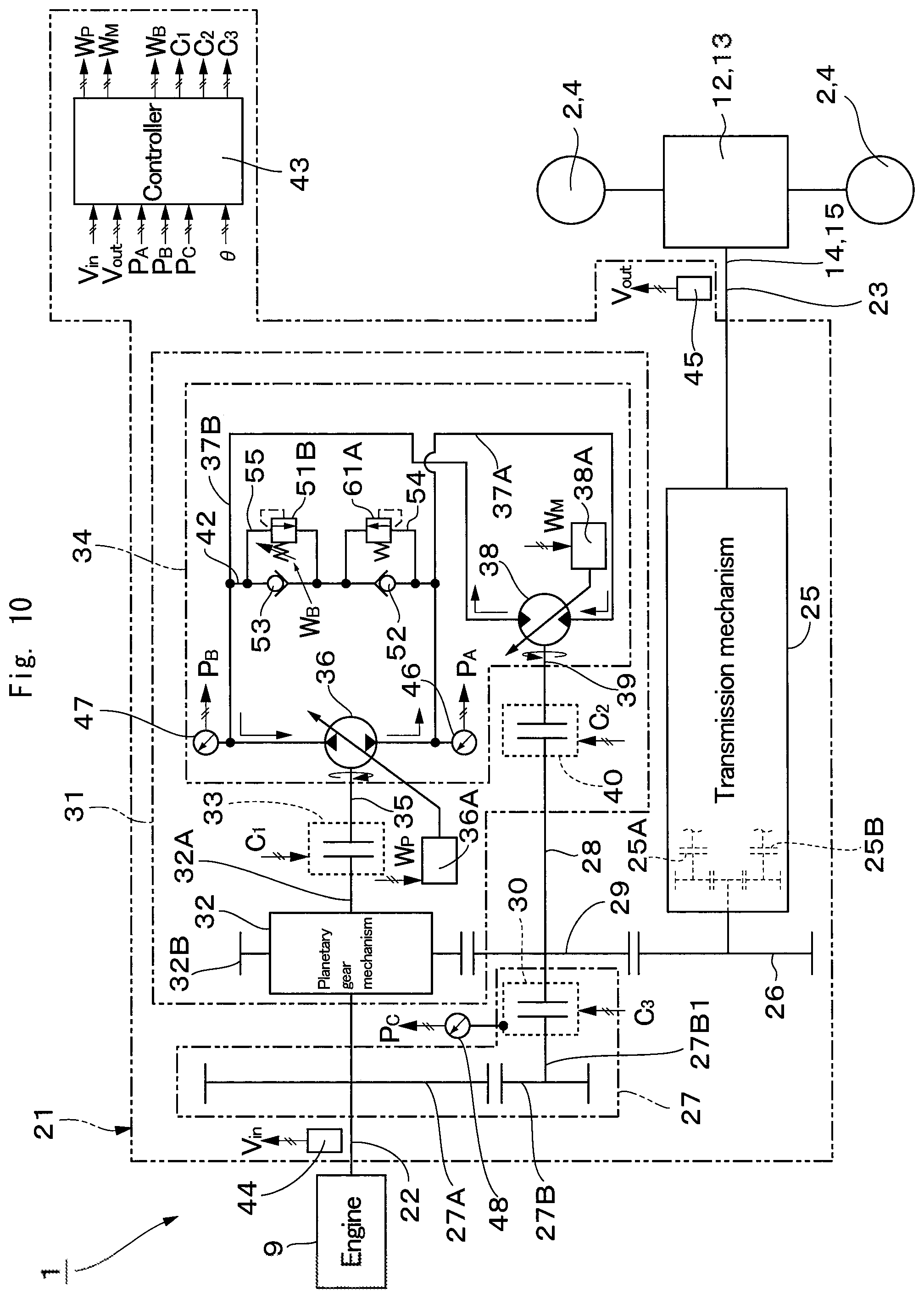 Patent US12460385 Figure 10 – Power transmission device for vehicle