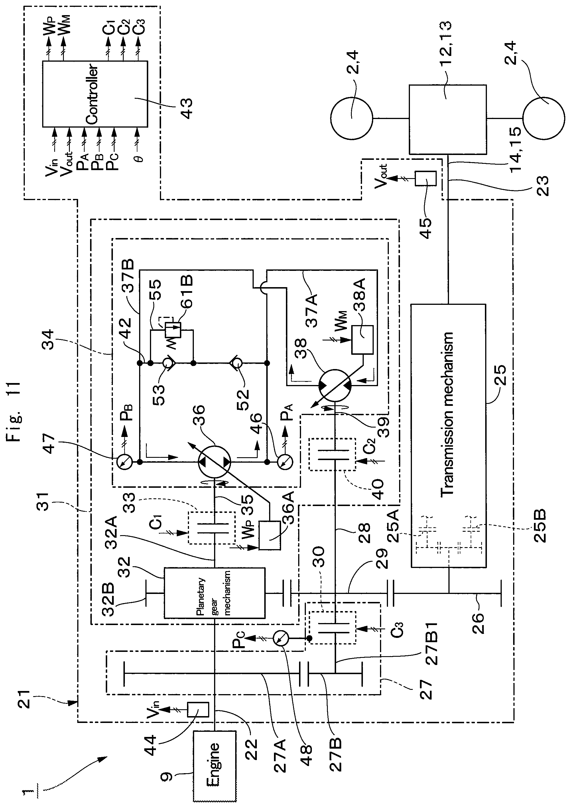 Patent US12460385 Figure 11 – Power transmission device for vehicle