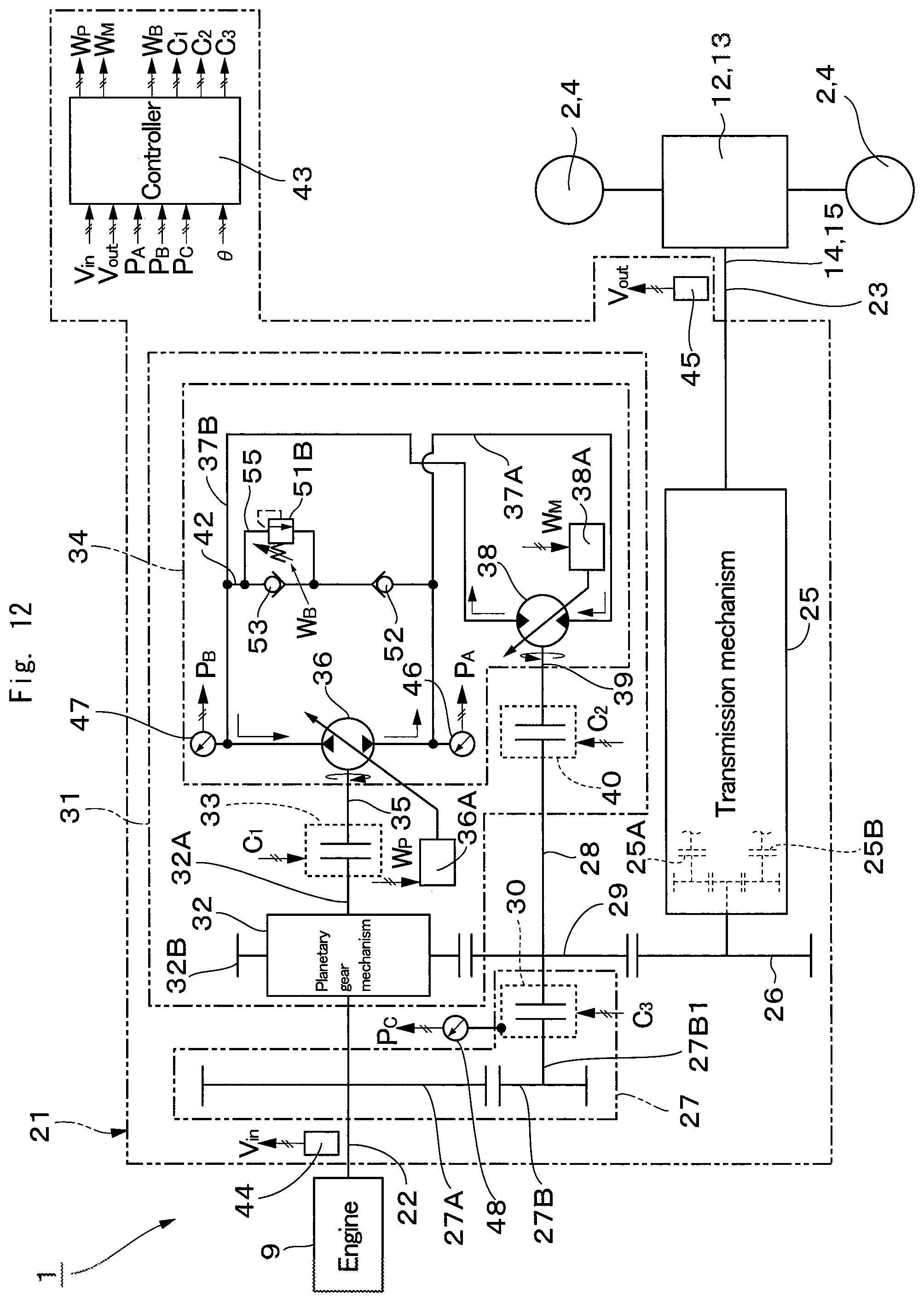 Patent US12460385 Figure 12 – Power transmission device for vehicle
