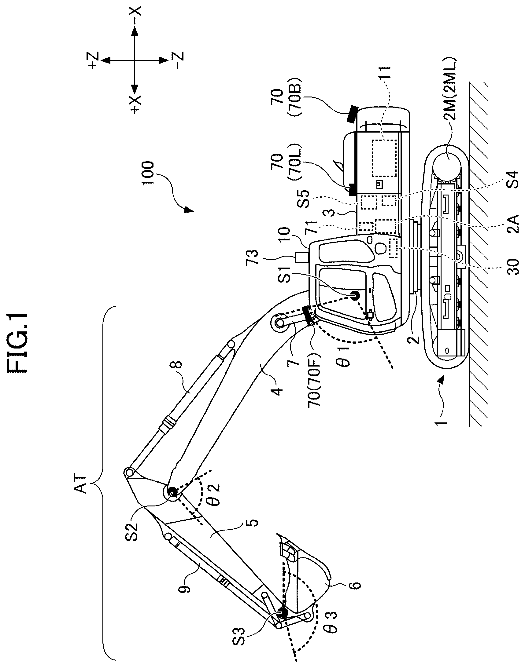 Patent US12460389 Figure 1 – Shovel and construction system