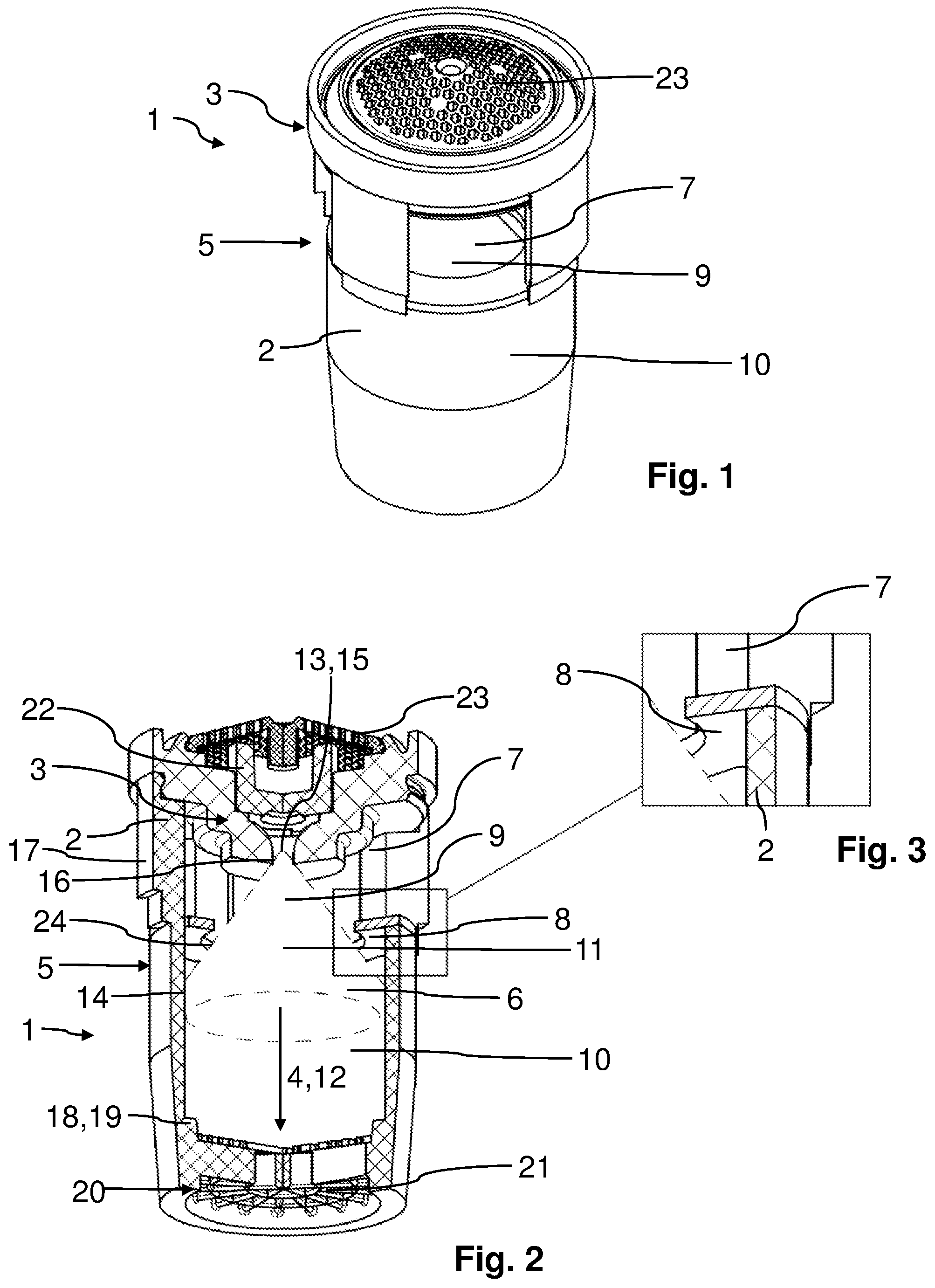 Patent US12460400 Figure 1 – Aerator for generating an aerated liquid stream