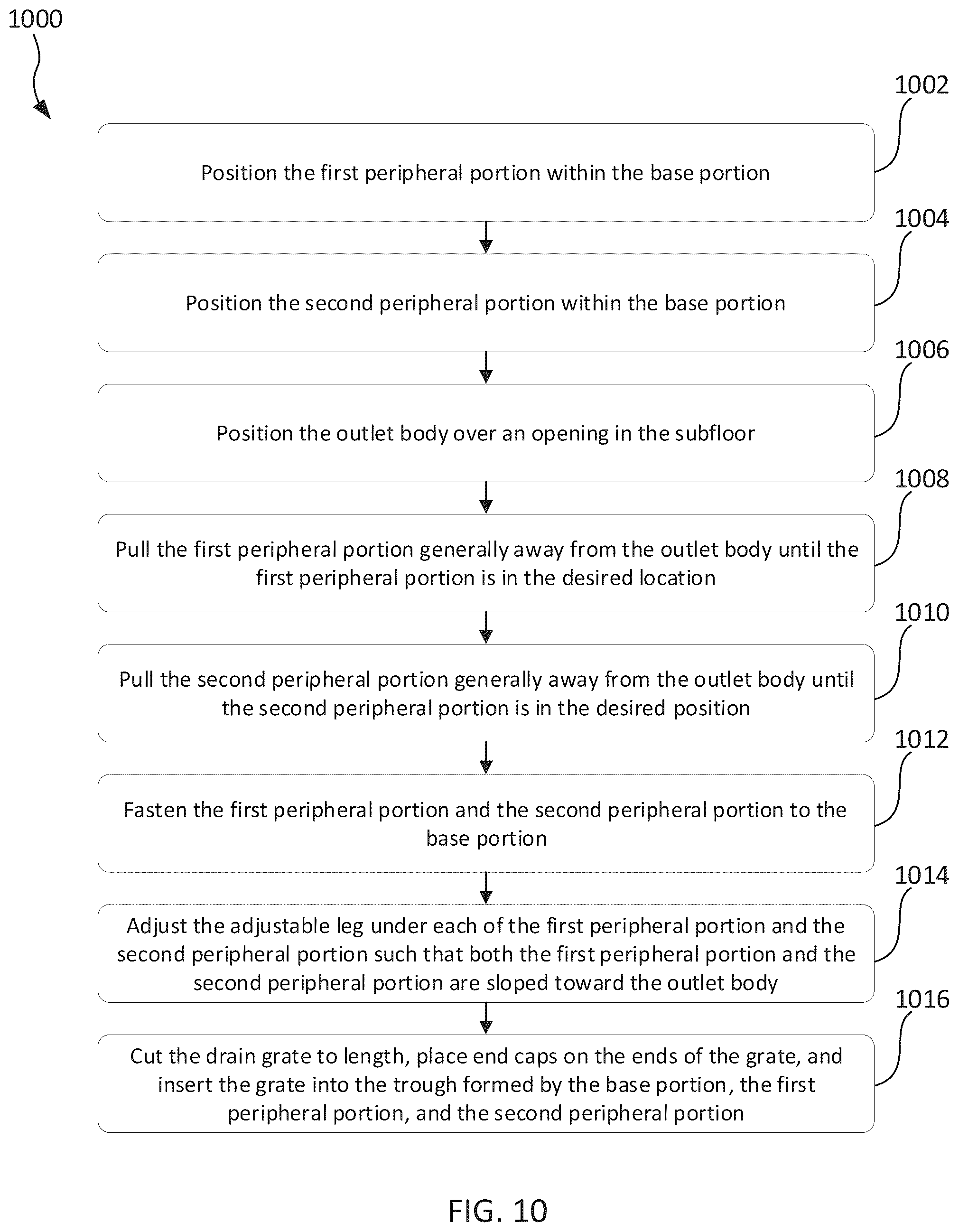 Patent US12460401 Figure 7 – Linear drain assembly