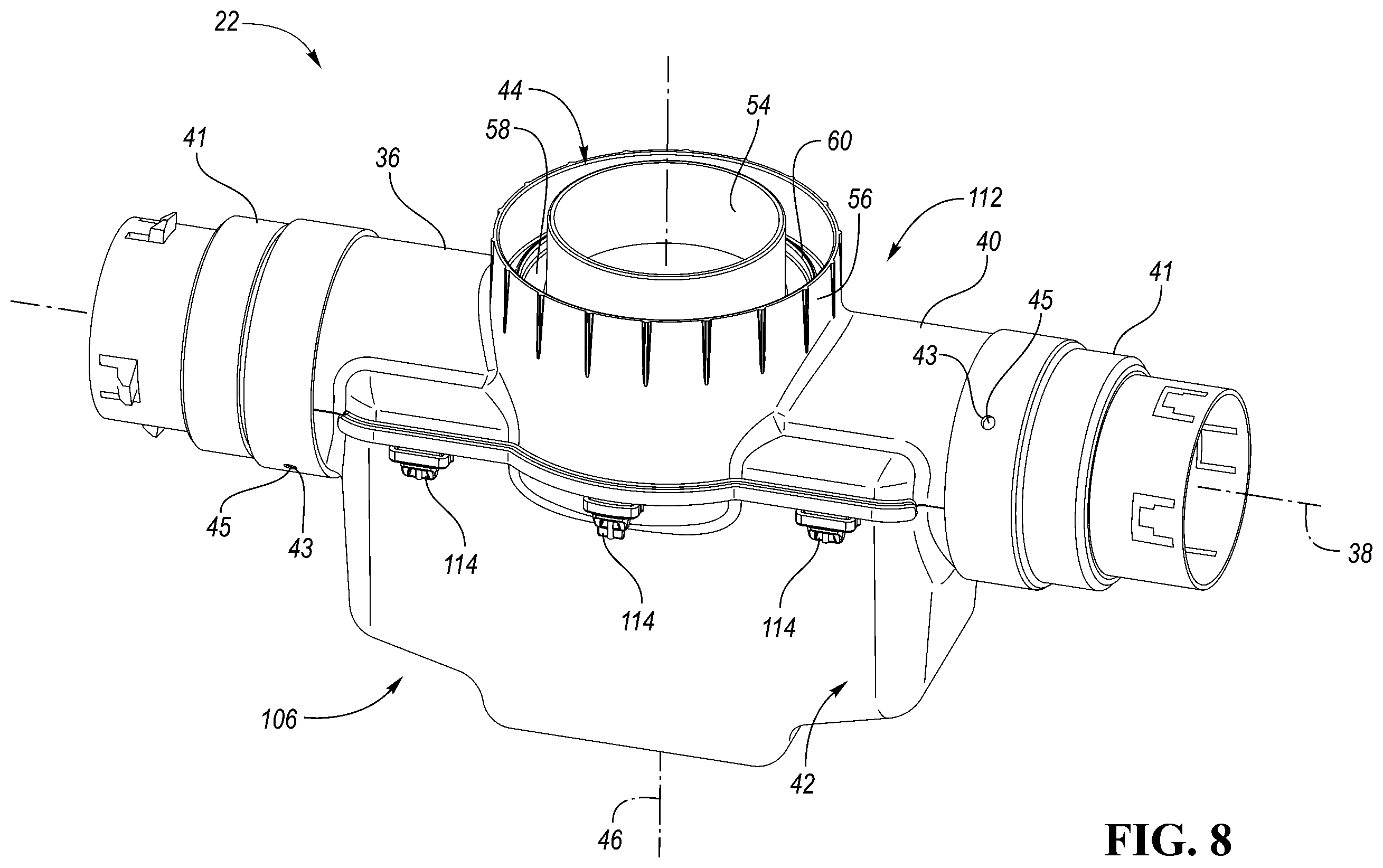 Patent US12460403 Figure 8 – Catch basin system and corresponding water drainage system