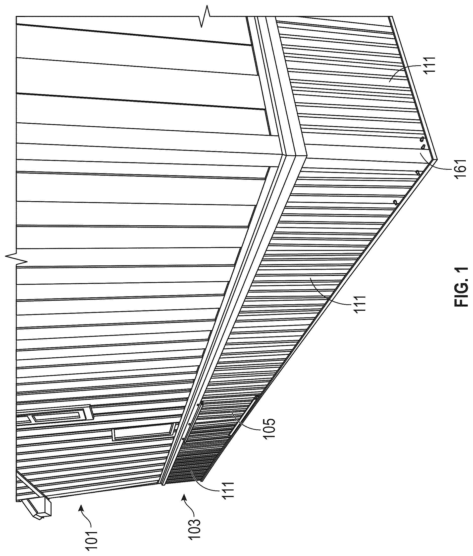 Patent US12460407 Figure 1 – Perimeter barrier for a building structure