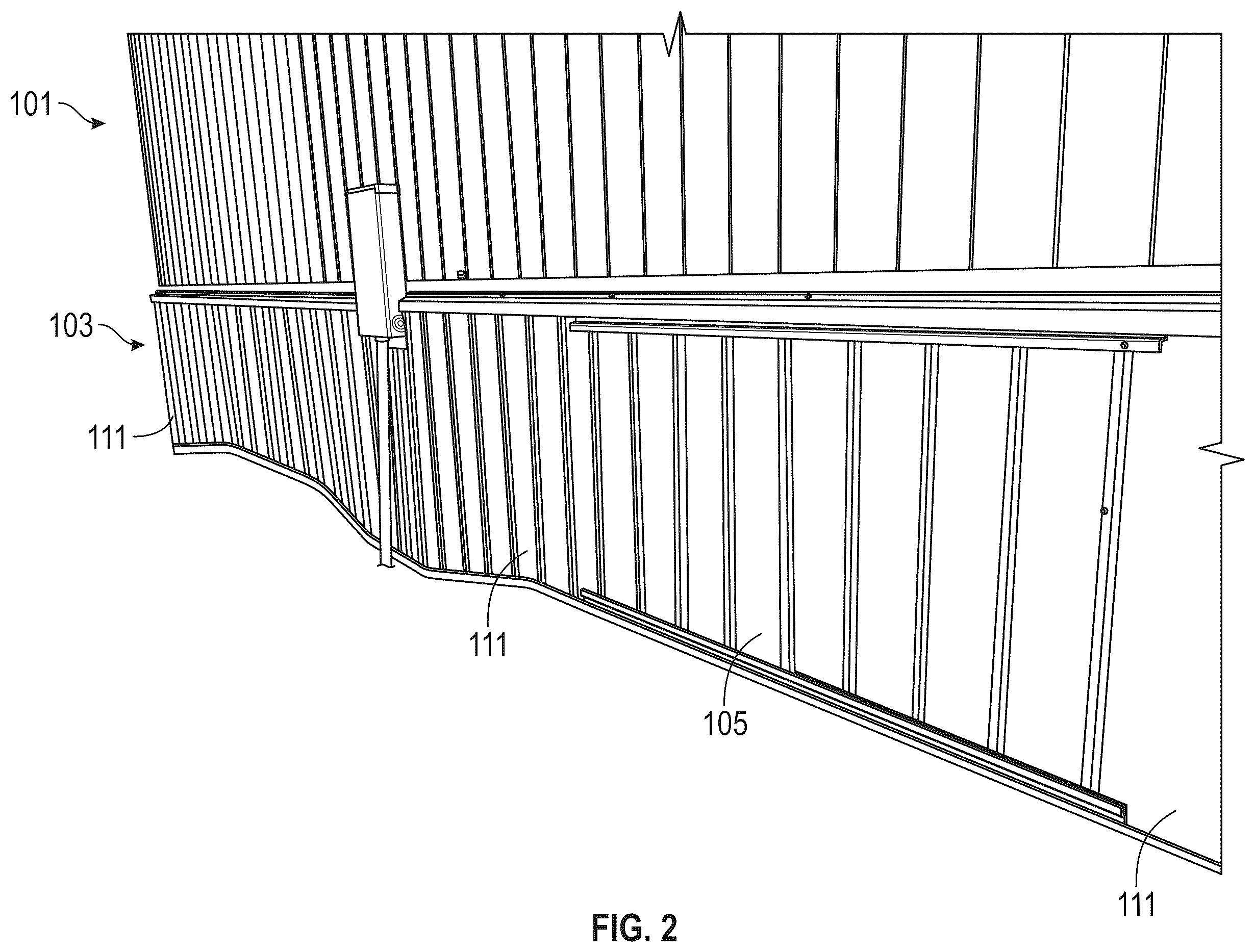 Patent US12460407 Figure 2 – Perimeter barrier for a building structure