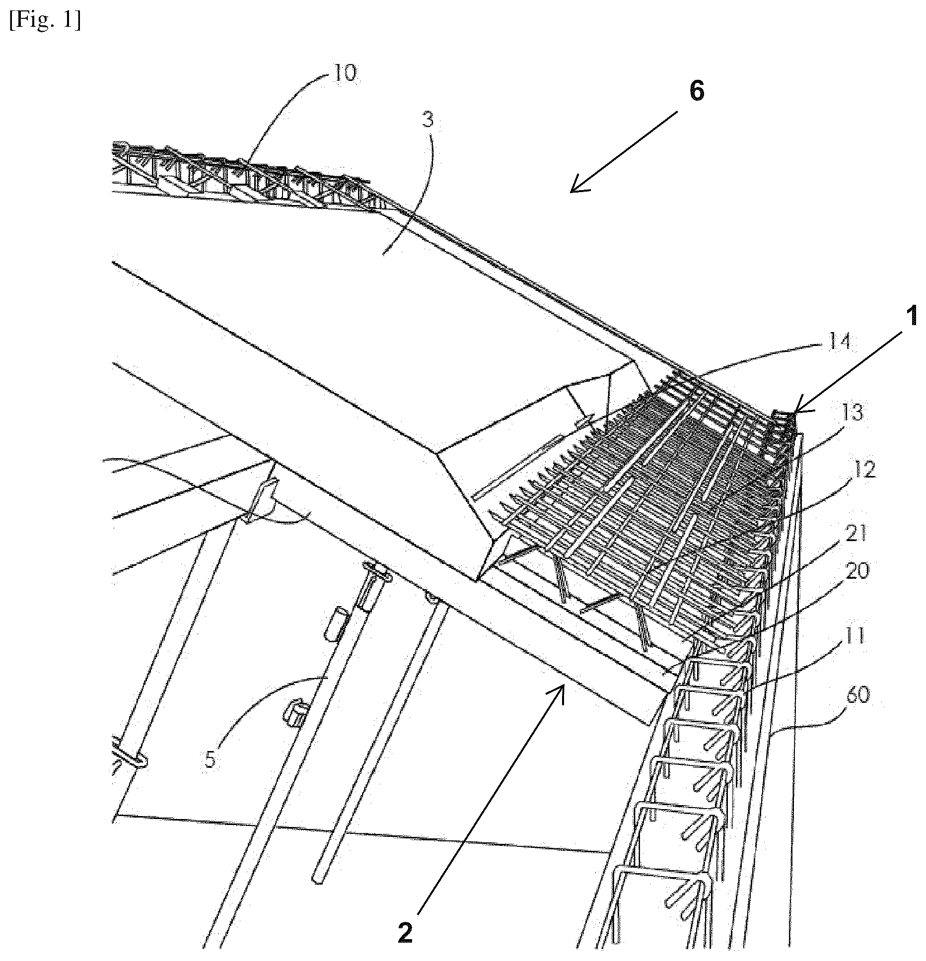 Patent US12460412 Figure 1 – Reinforced concrete monocoque roof construction method