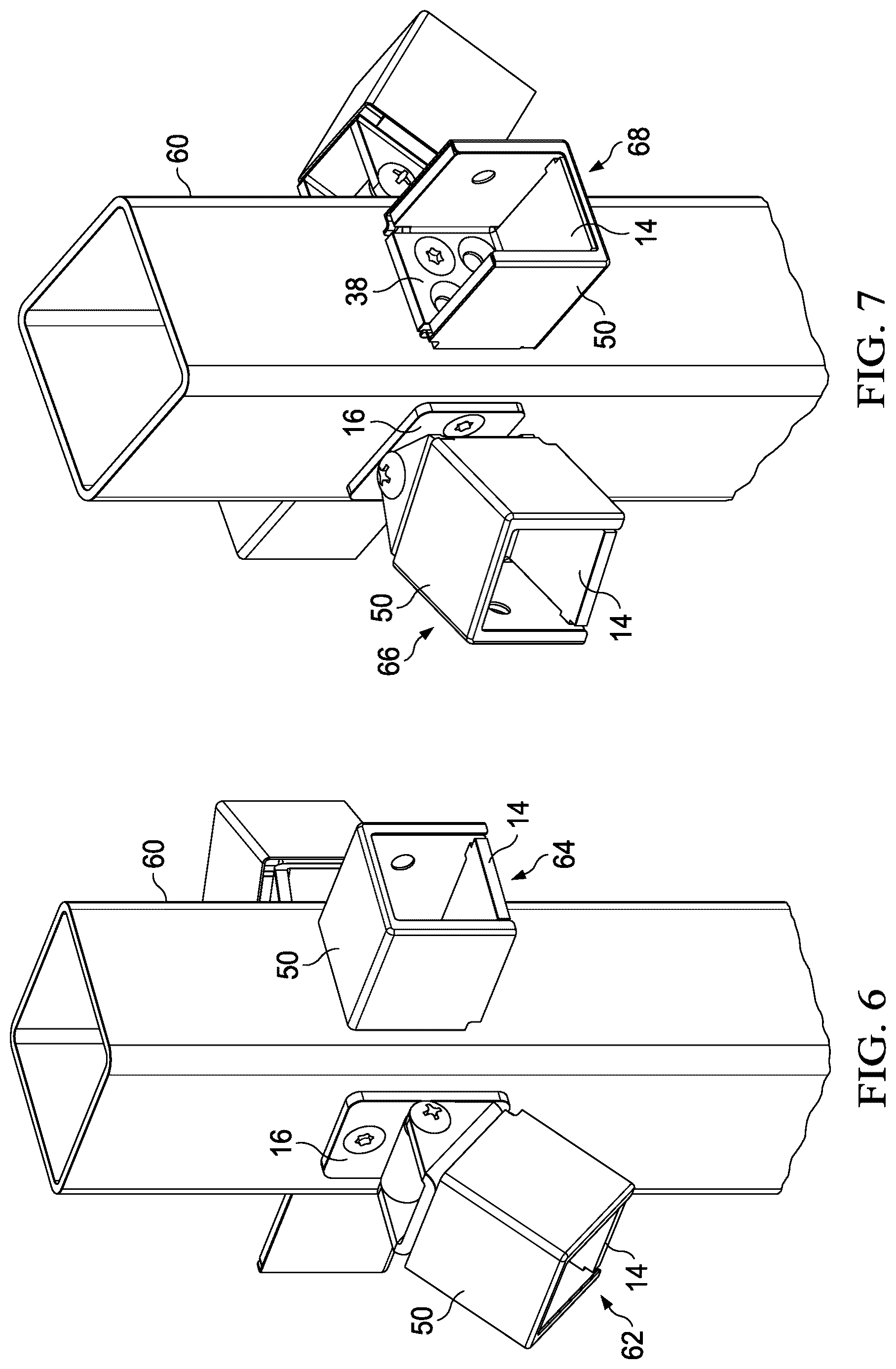 Patent US12460418 Figure 4 – Bracket for supporting attachment of the end of a railing member to a vertical member