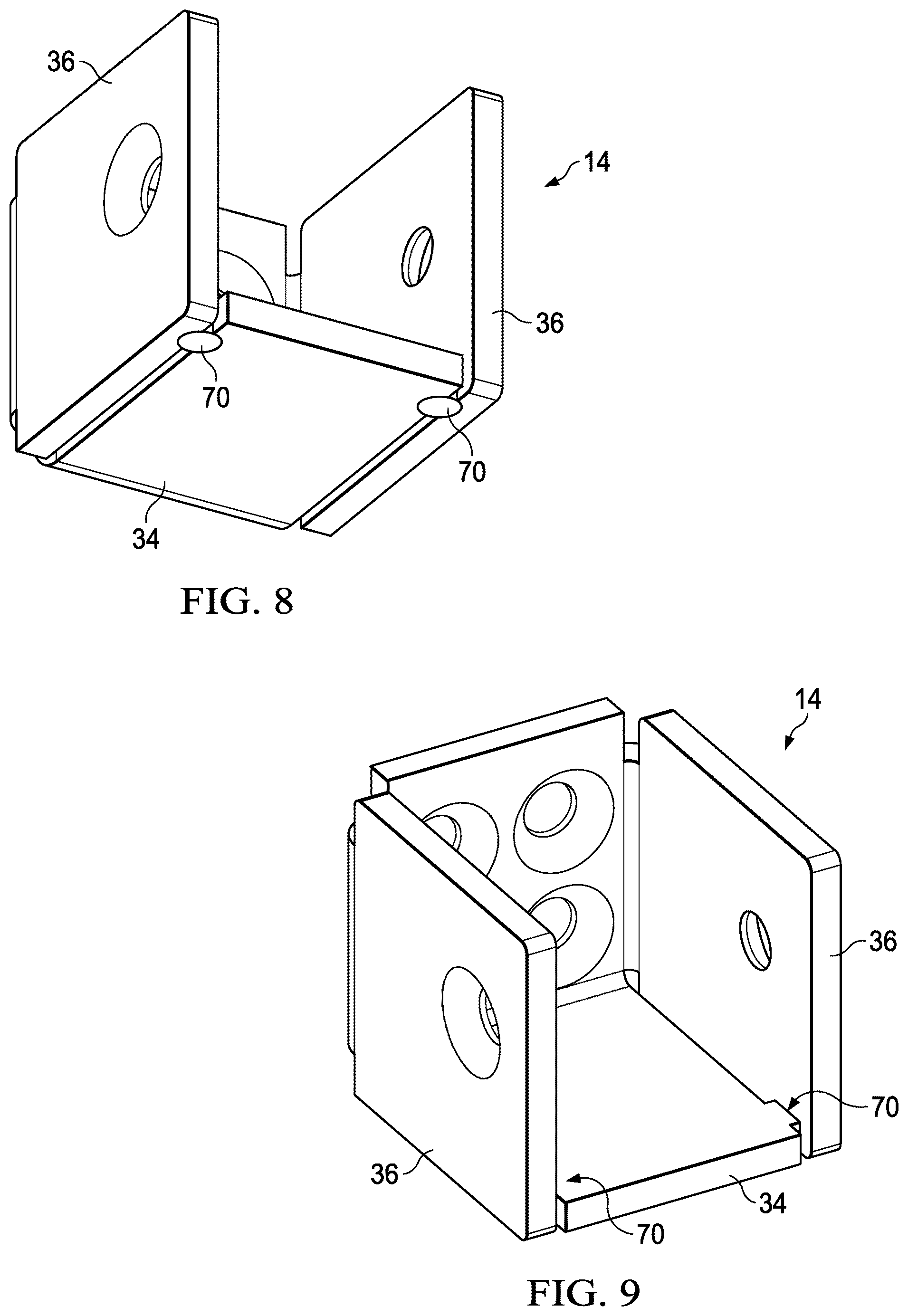 Patent US12460418 Figure 5 – Bracket for supporting attachment of the end of a railing member to a vertical member