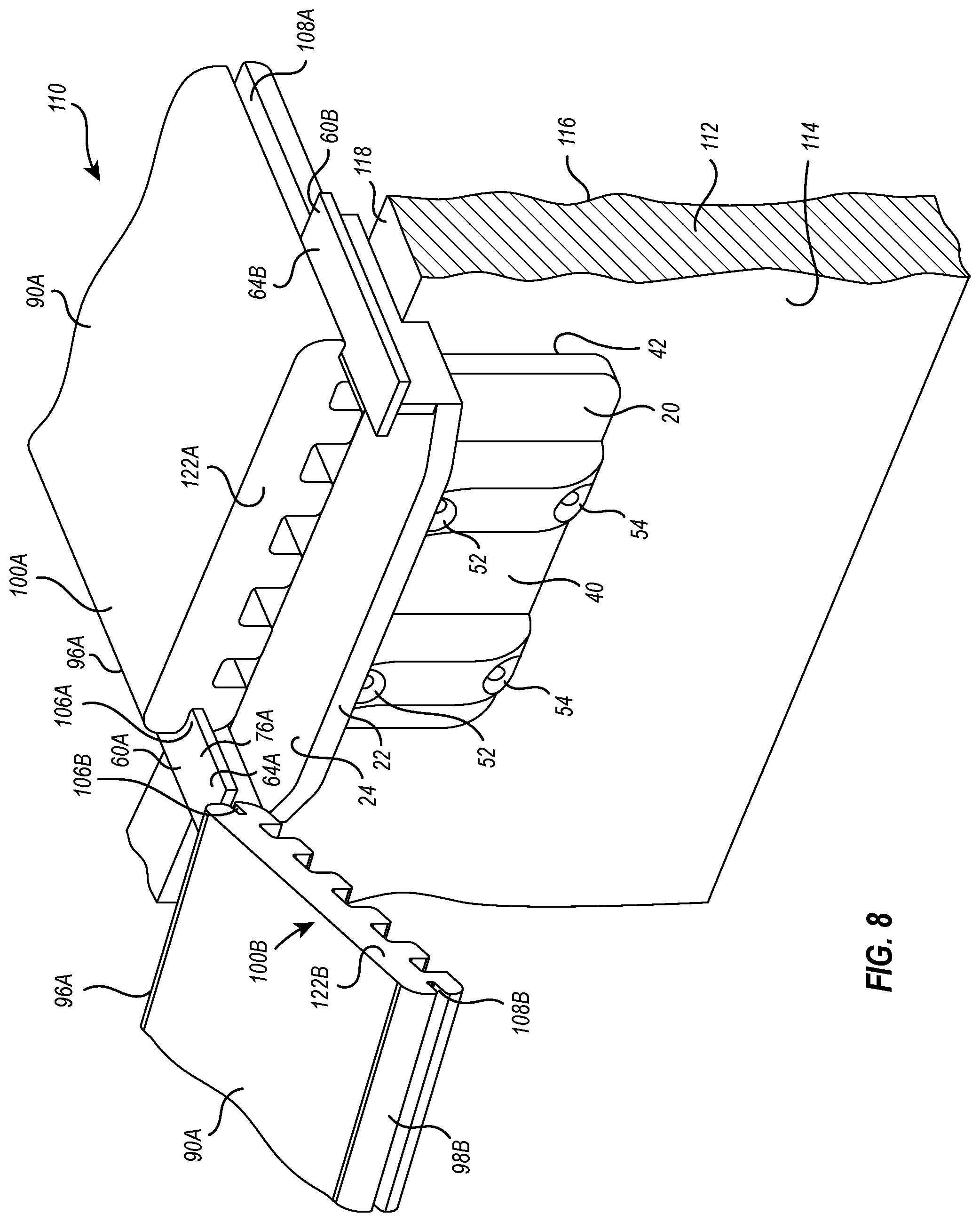 Patent US12460423 Figure 6 – Bracket for interconnecting the terminal end of deck boards and related methods